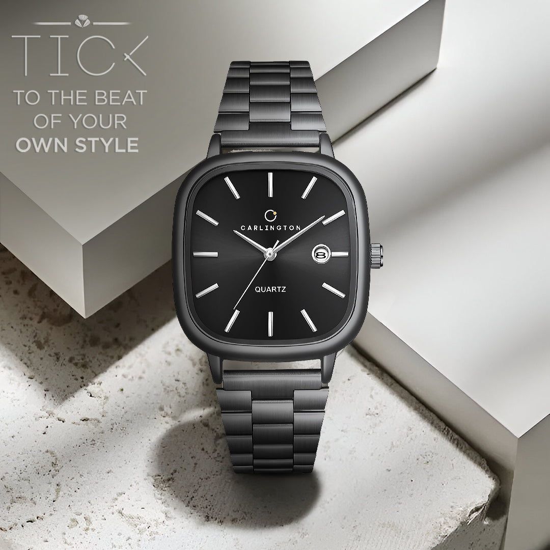 Carlington Classic Series Analog Men Wrist Watches with Stainless Steel Strap & Date Display | Premium Fashion Watches for Gents | CT - 5010