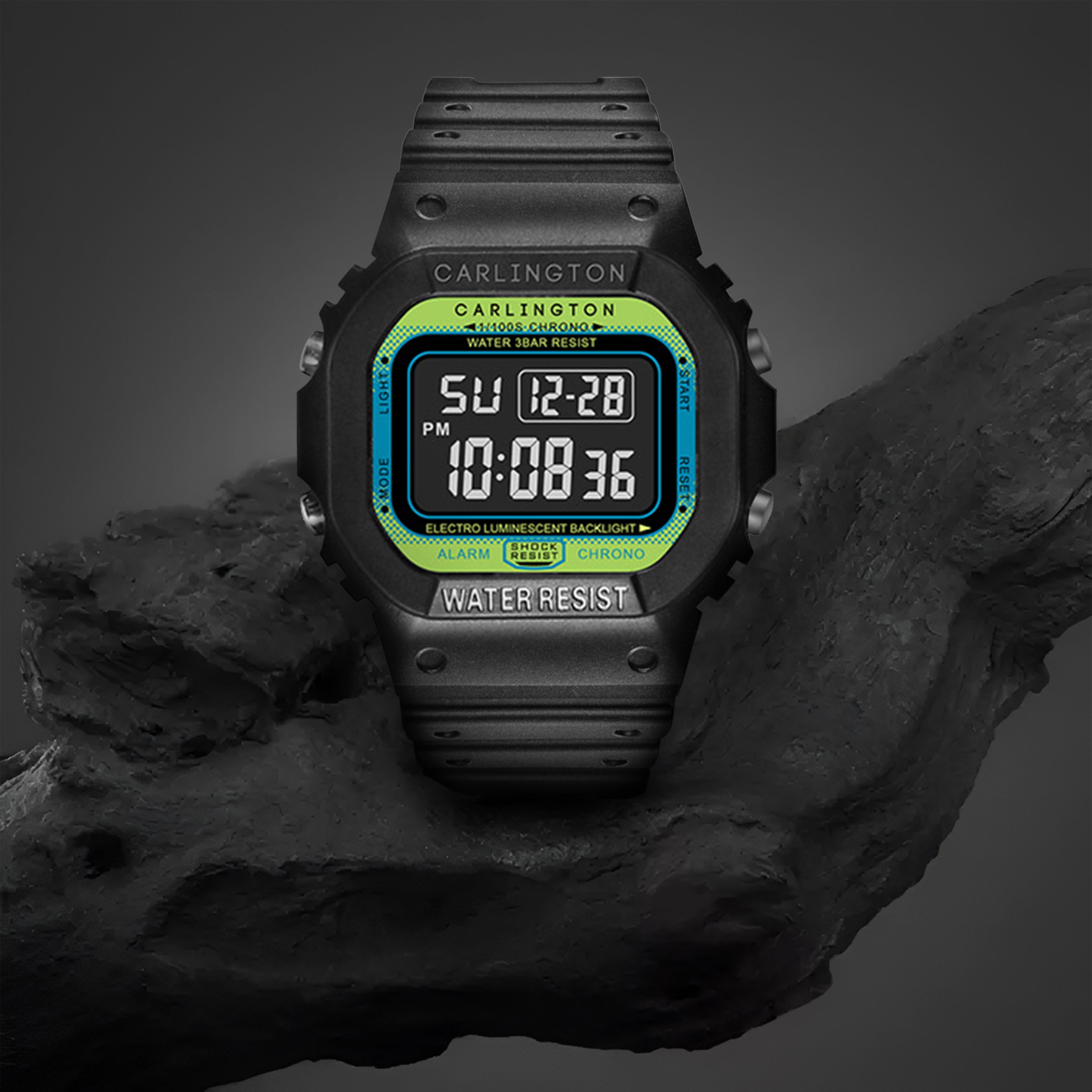 Carlington Digital Sports Watch Dual Time, Alarm, Calendar, Stopwatch, Water-Resistant, Shock-Resistant, Back Light Display. The Perfect Watch for Men - CT 1801