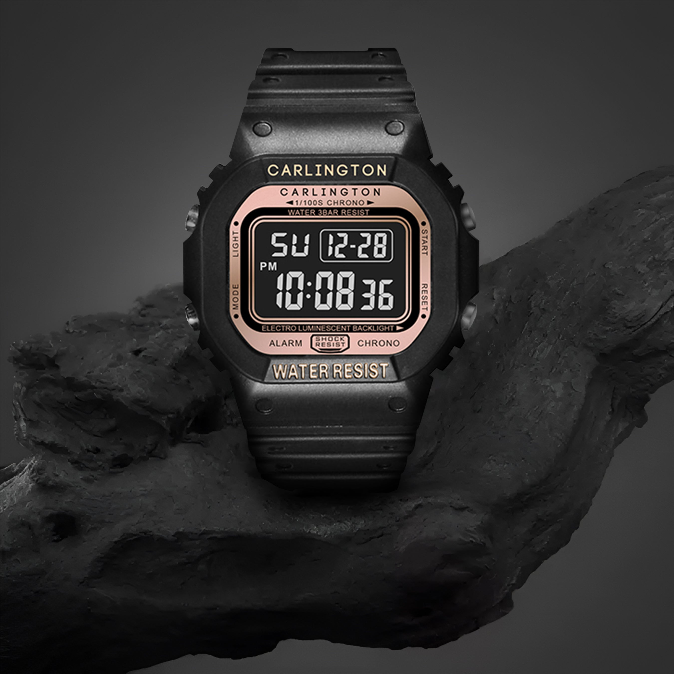Carlington Digital Sports Watch Dual Time, Alarm, Calendar, Stopwatch, Water-Resistant, Shock-Resistant, Back Light Display. The Perfect Watch for Men - CT 1801