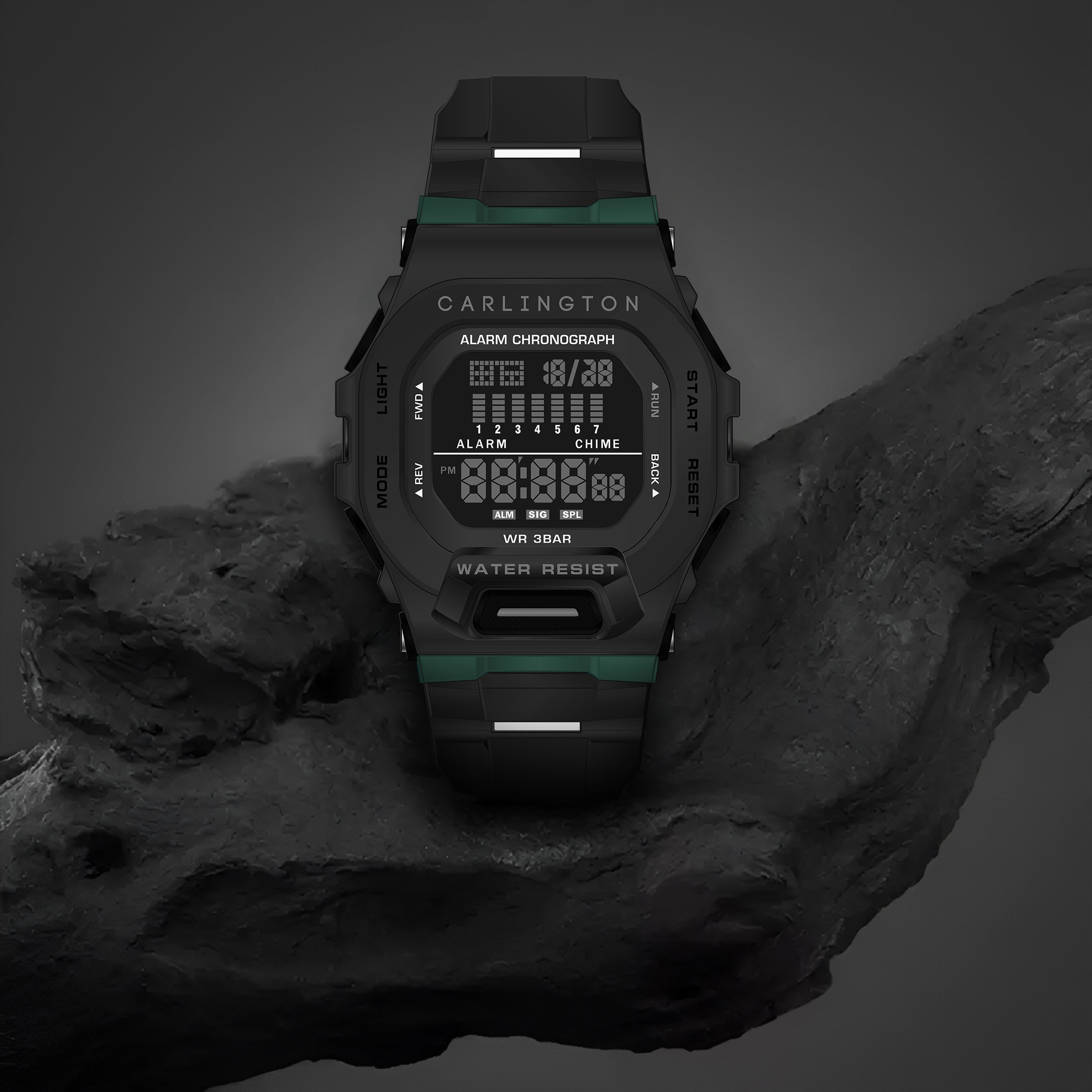 Carlington Digital Sports Watch, Dual Time, Alarm, Calendar, Stopwatch, Water-Resistant, Shock-Resistant, Back Light Display. The Perfect Watch for Men - CT 2106
