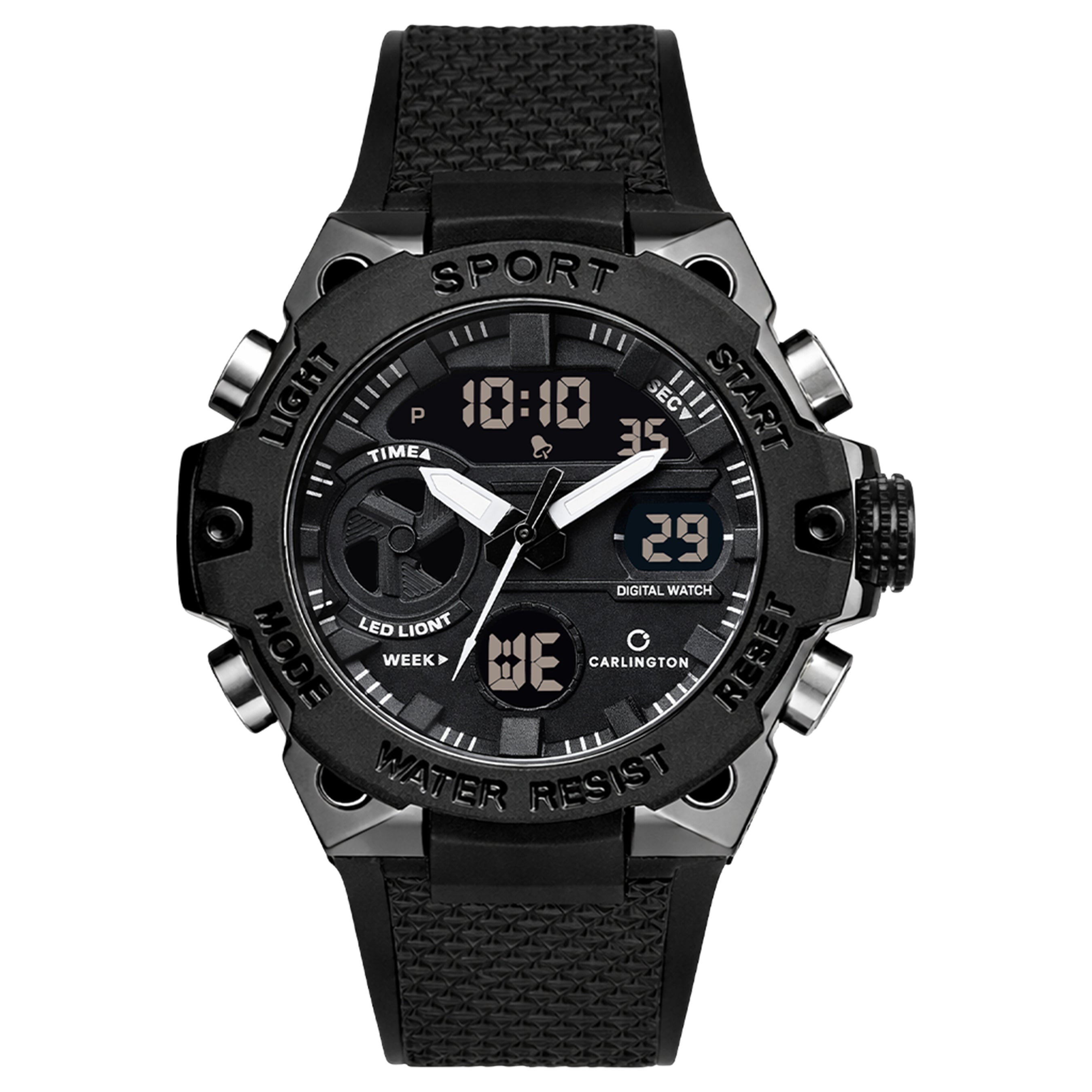 Carlington Analog-Digital Sports Watch, Dual Time,Alarm, Stopwatch, Calendar, Water-Resistant, Shock-Resistant, Back Light Display. The Perfect Watches for Men-CT_8665