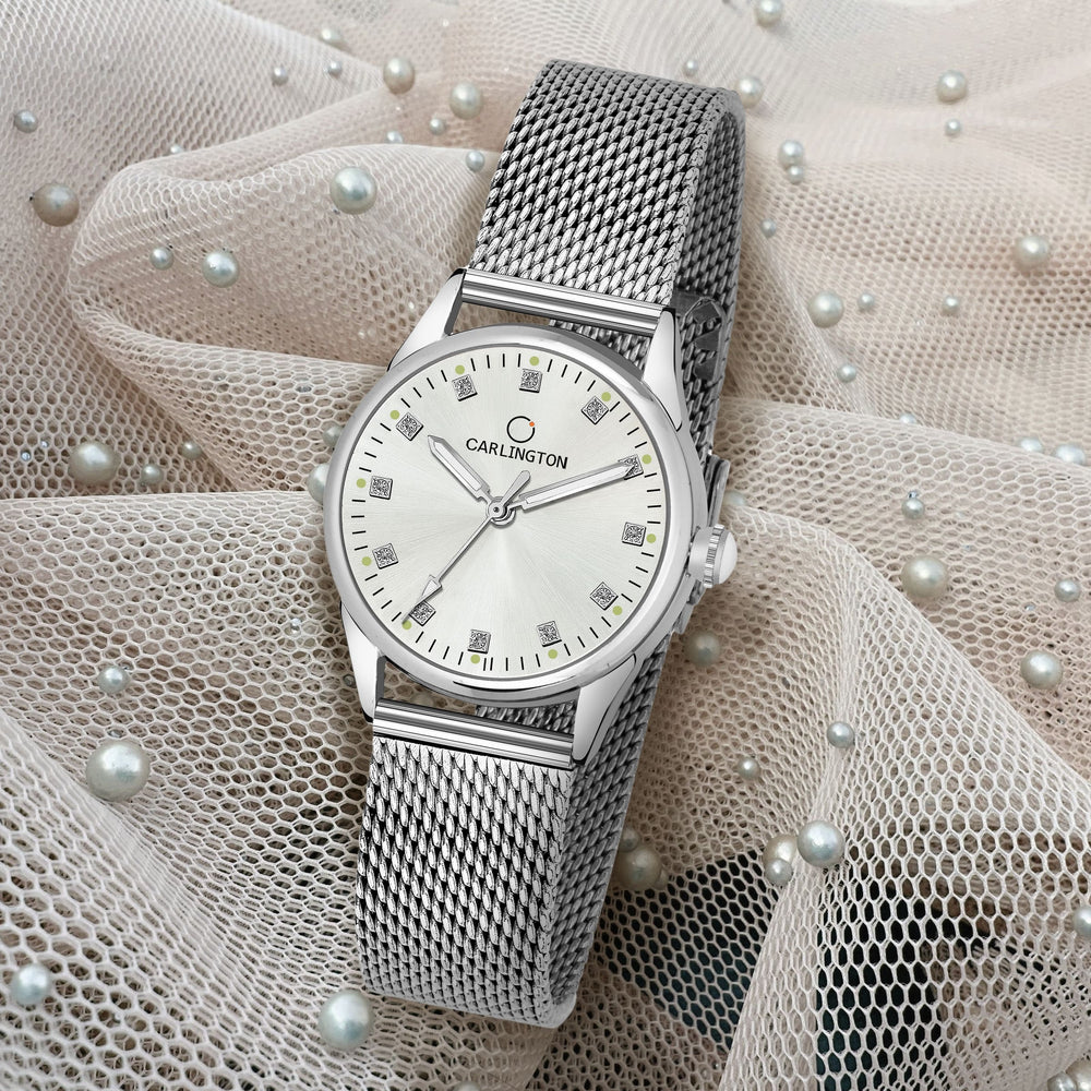 Carlington Elite Ladies Self Adjustable Mesh Strap Water Resistant Ana