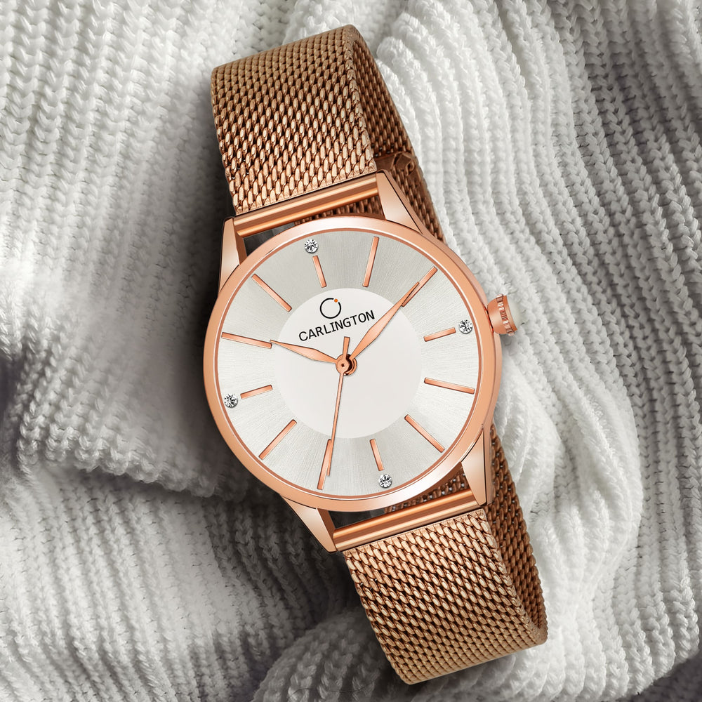 Carlington Elite Ladies Self Adjustable Mesh Strap Water Resistant Ana