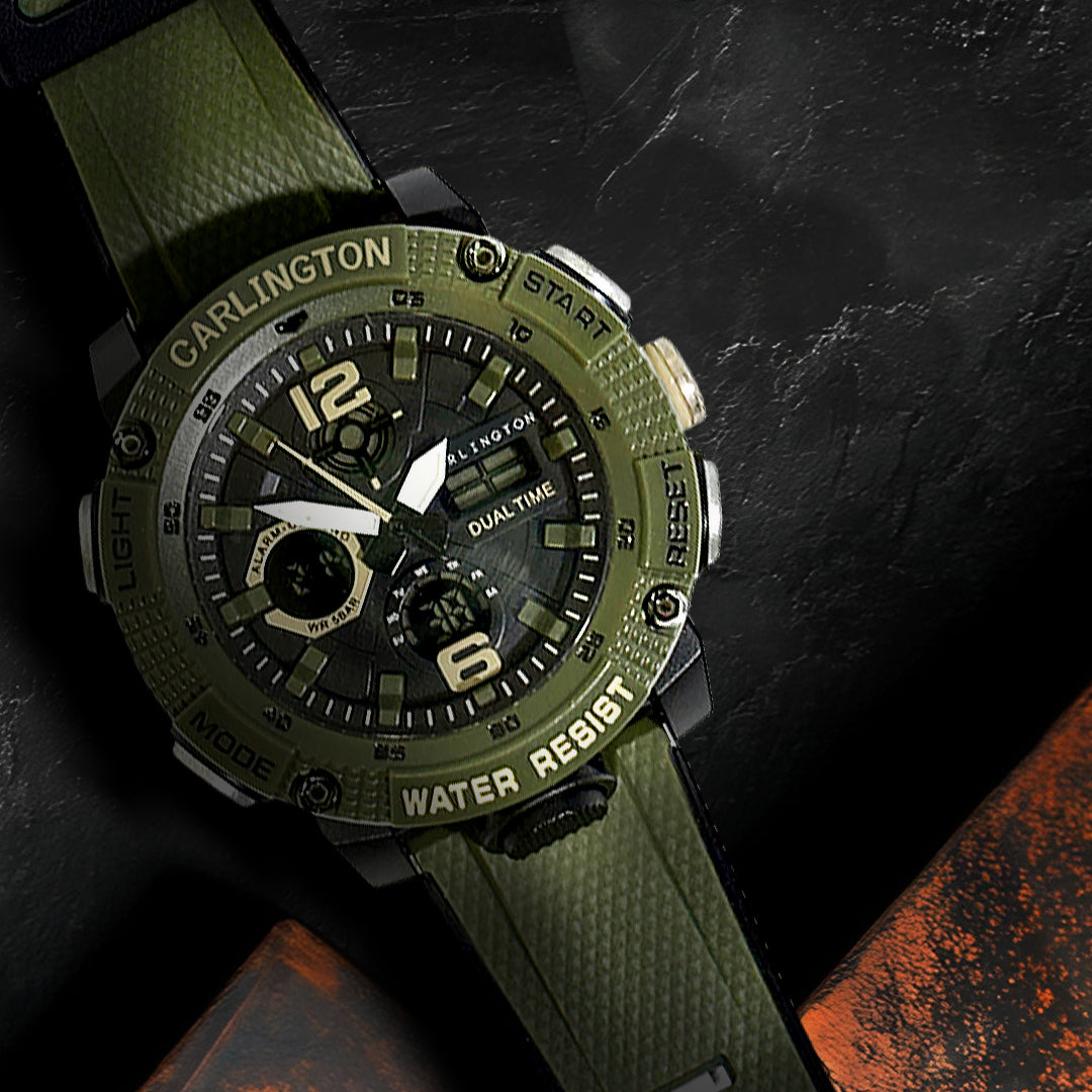 Carlington Velocity Series Analog-Digital Sports Watches for Men and Boys with Alarm, Stopwatch, Backlit Display, Dualtime, Silicone Rubber Strap, Water & Shock Resiatant - CT_8039