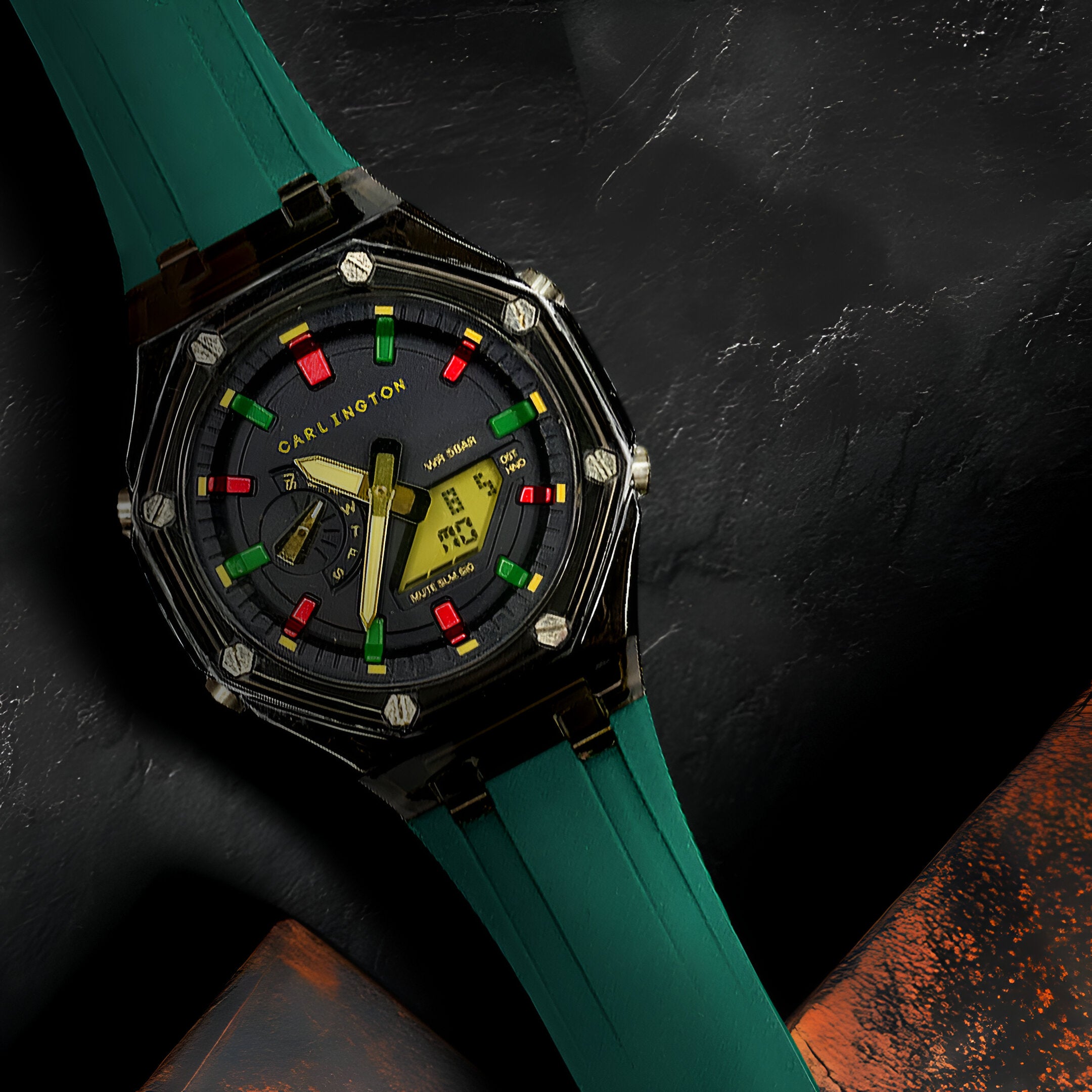 Carlington Velocity Series Analog-Digital Sports Watches for Men and Boys with Alarm, Stopwatch, Backlit Display, Dualtime, Silicone Rubber Strap, Water & Shock Resiatant - CT_8088