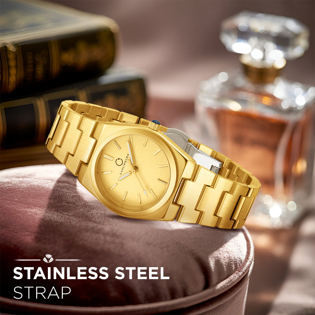 Carlington Diva Series Analog Women Wrist Watches with Stainless Steel Chain Strap | Premium Fashion Watches for Ladies | CT - 101