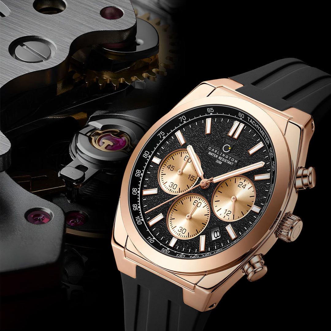 Carlington Nitro Analog Chronograph Men’s Polyurethane Strap Wrist Watch | Quartz Movement | Water & Shock Resistant Watch for Men | Casual & Formal Wear - CT_8080