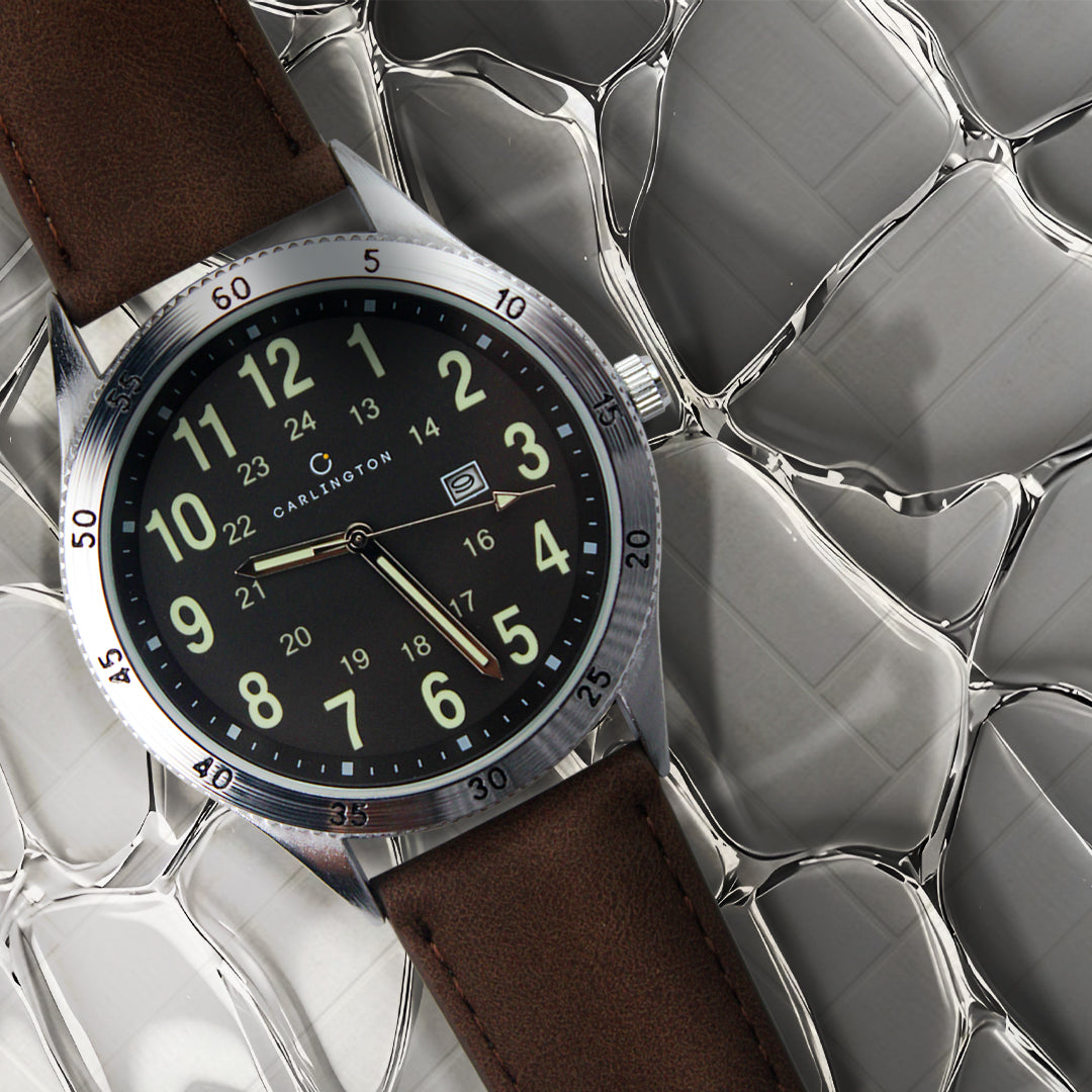 Carlington Aristocrat Series Analog Date Watches for Men with Premium Leather Strap - CT 1076