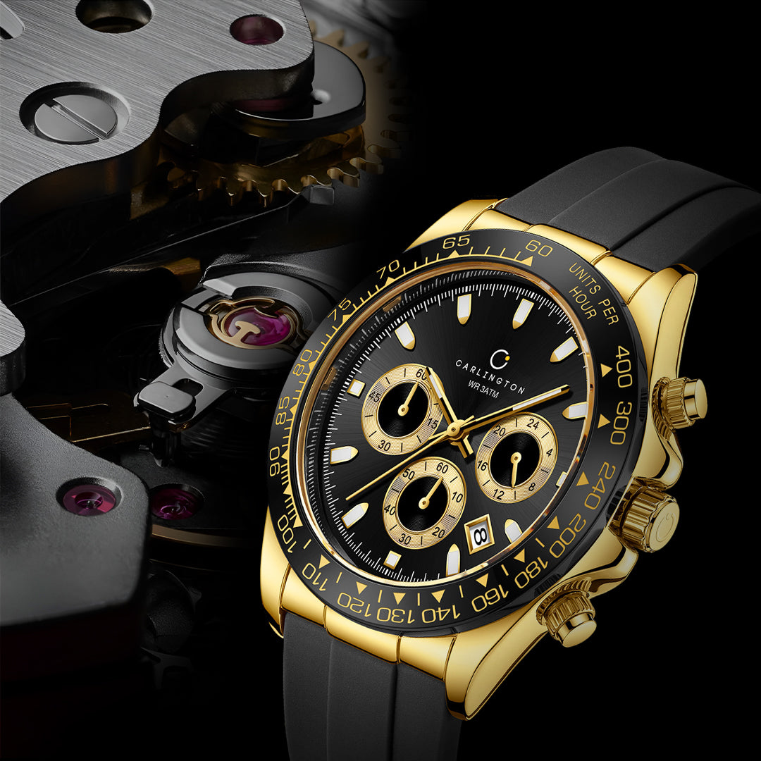 Carlington Nitro Analog Chronograph Men’s Polyurethane Strap Wrist Watch | Quartz Movement | Water & Shock Resistant Watch for Men | Casual & Formal Wear - CT_8054