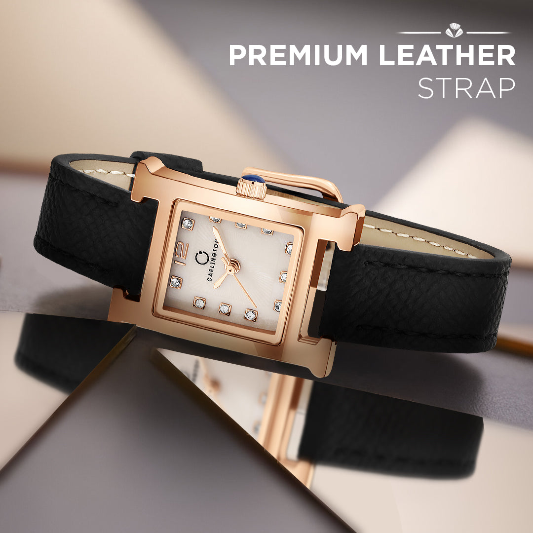 Carlington Aura Series Analog Women Wrist Watches with Premium Leather Belt Strap | Premium Fashion Watches for Ladies | CT - 203