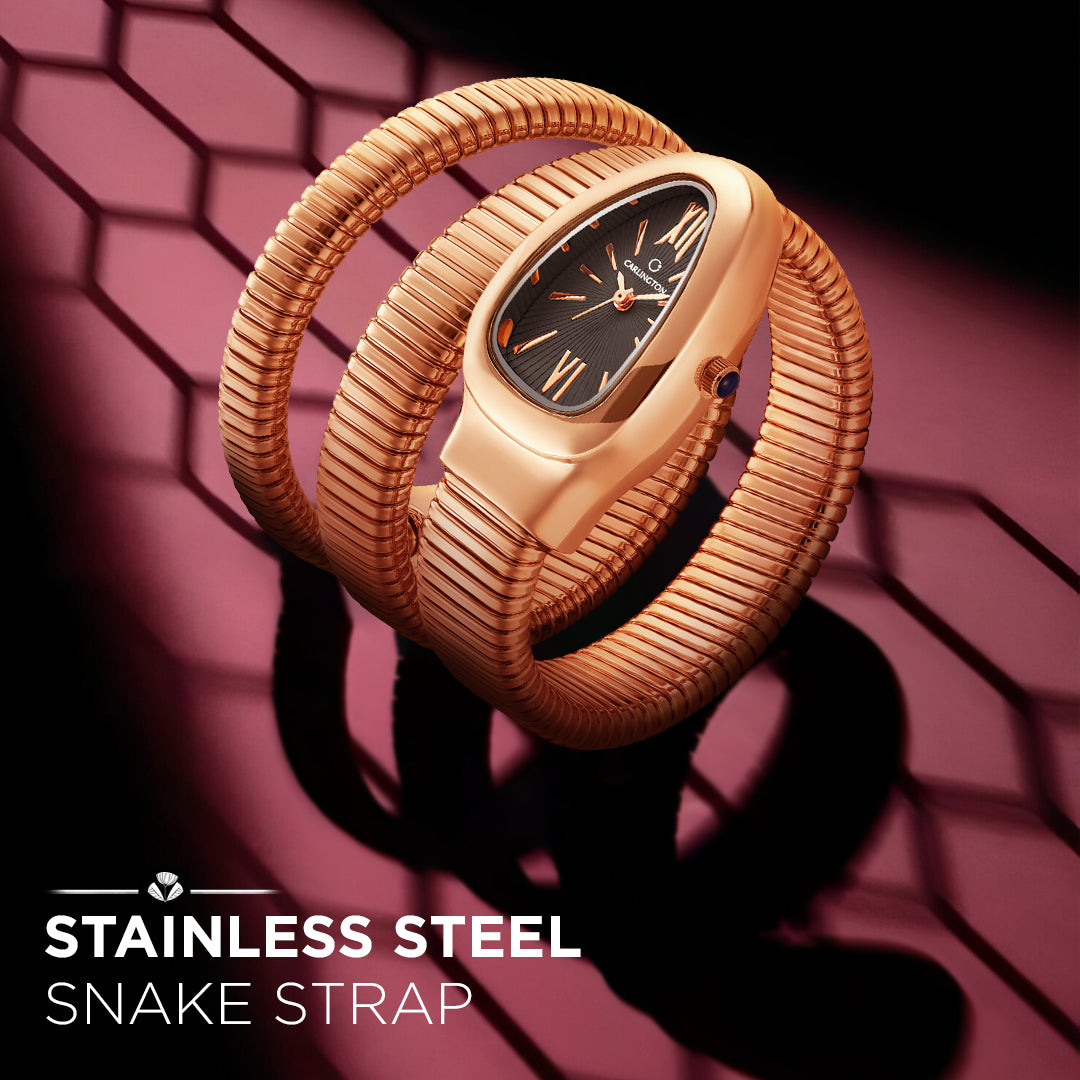 Carlington Elegant Snake Band Analog Women's Watch – Premium Stainless Steel Strap, Oval Designer Dial, Water-Resistant Ladies Watch for Party & Casual Wear Premium Gift Watch for Women