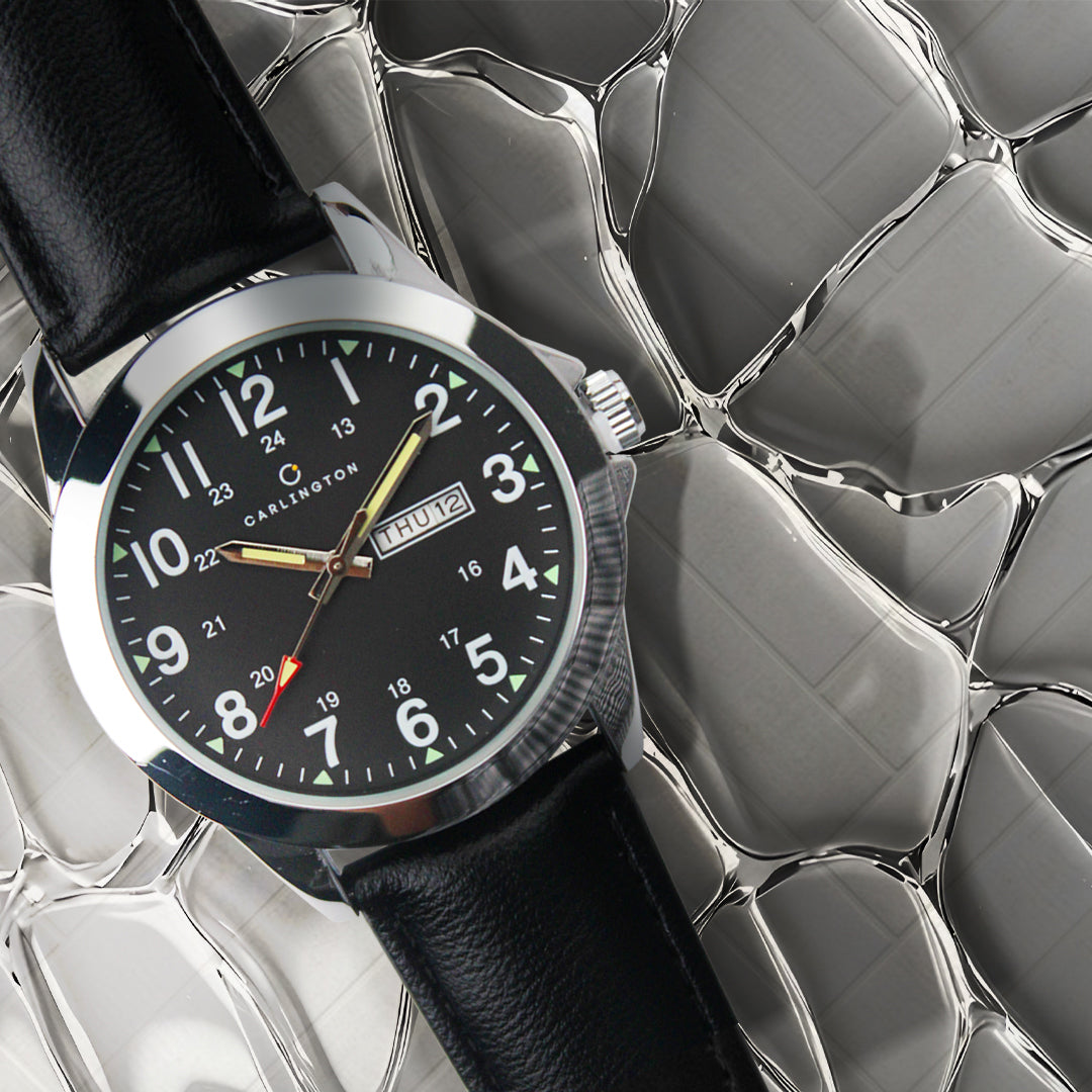 Carlington Aristocrat Series Analog Day & Date Watches for Men with Premium Leather Strap - CT 1073