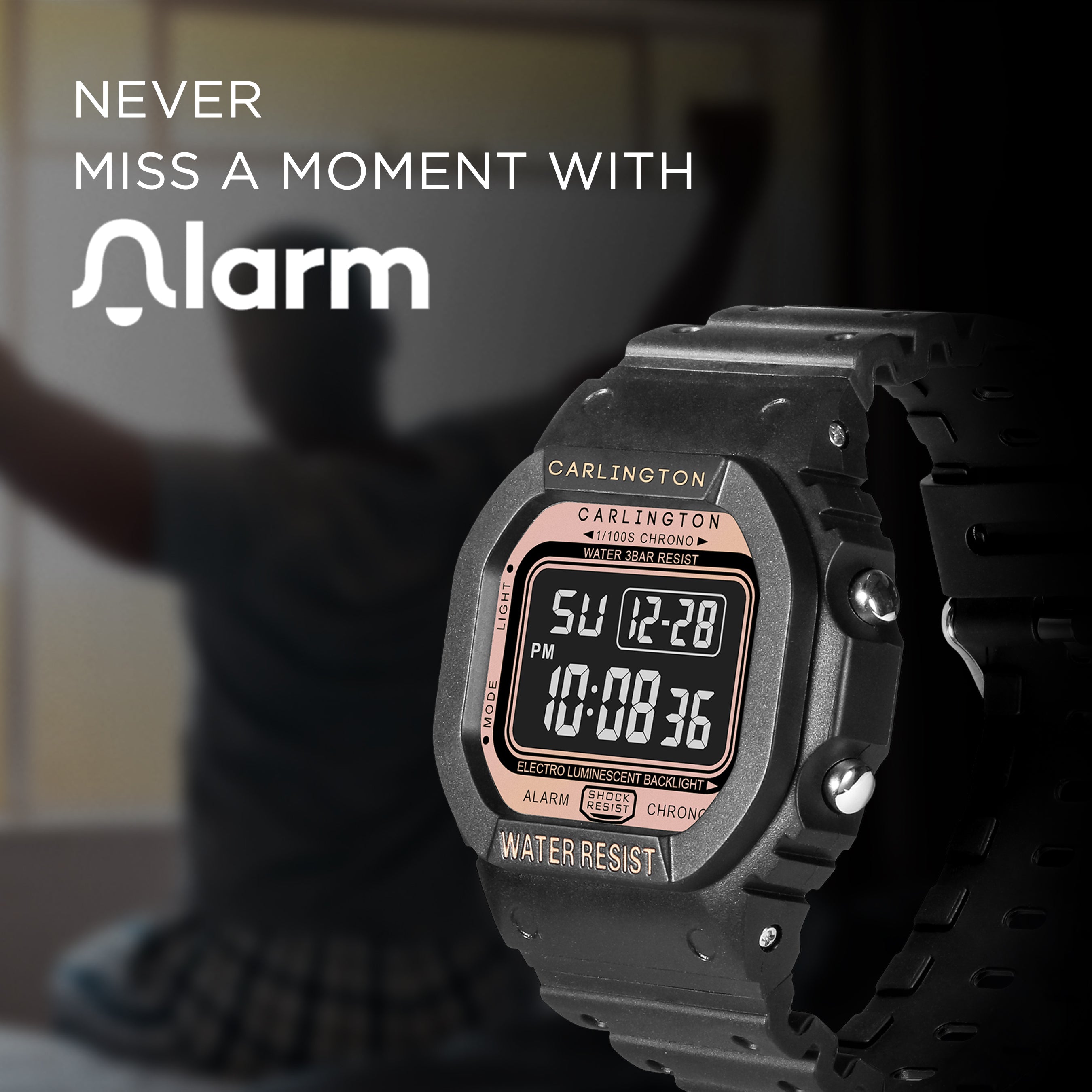 Carlington Digital Sports Watch Dual Time, Alarm, Calendar, Stopwatch, Water-Resistant, Shock-Resistant, Back Light Display. The Perfect Watch for Men - CT 1801