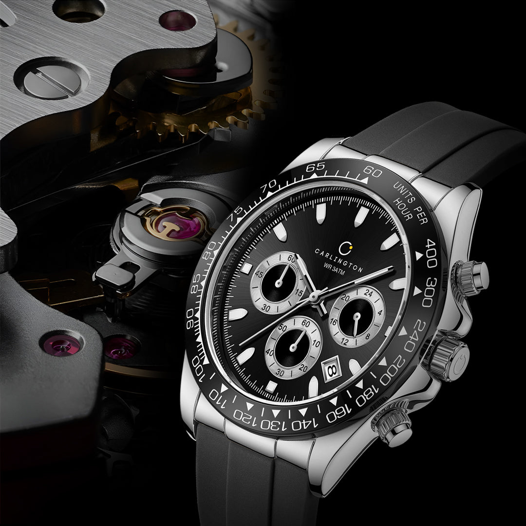 Carlington Nitro Analog Chronograph Men’s Polyurethane Strap Wrist Watch | Quartz Movement | Water & Shock Resistant Watch for Men | Casual & Formal Wear - CT_8054