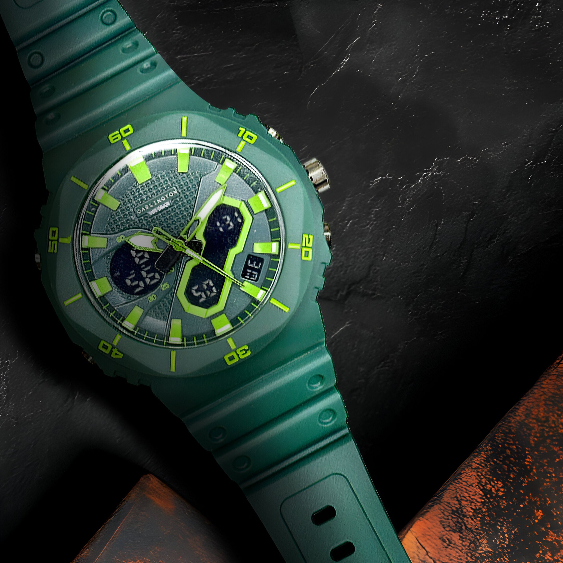 Carlington Velocity Series Analog-Digital Sports Watches for Men and Boys with Alarm, Stopwatch, Backlit Display, Dualtime, Silicone Rubber Strap, Water & Shock Resiatant - CT_8120