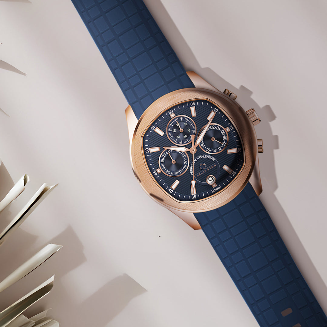 Carlington Legacy Series Analog Wrist Watches with Chronograph & Silicone Strap for Men - CT 9999