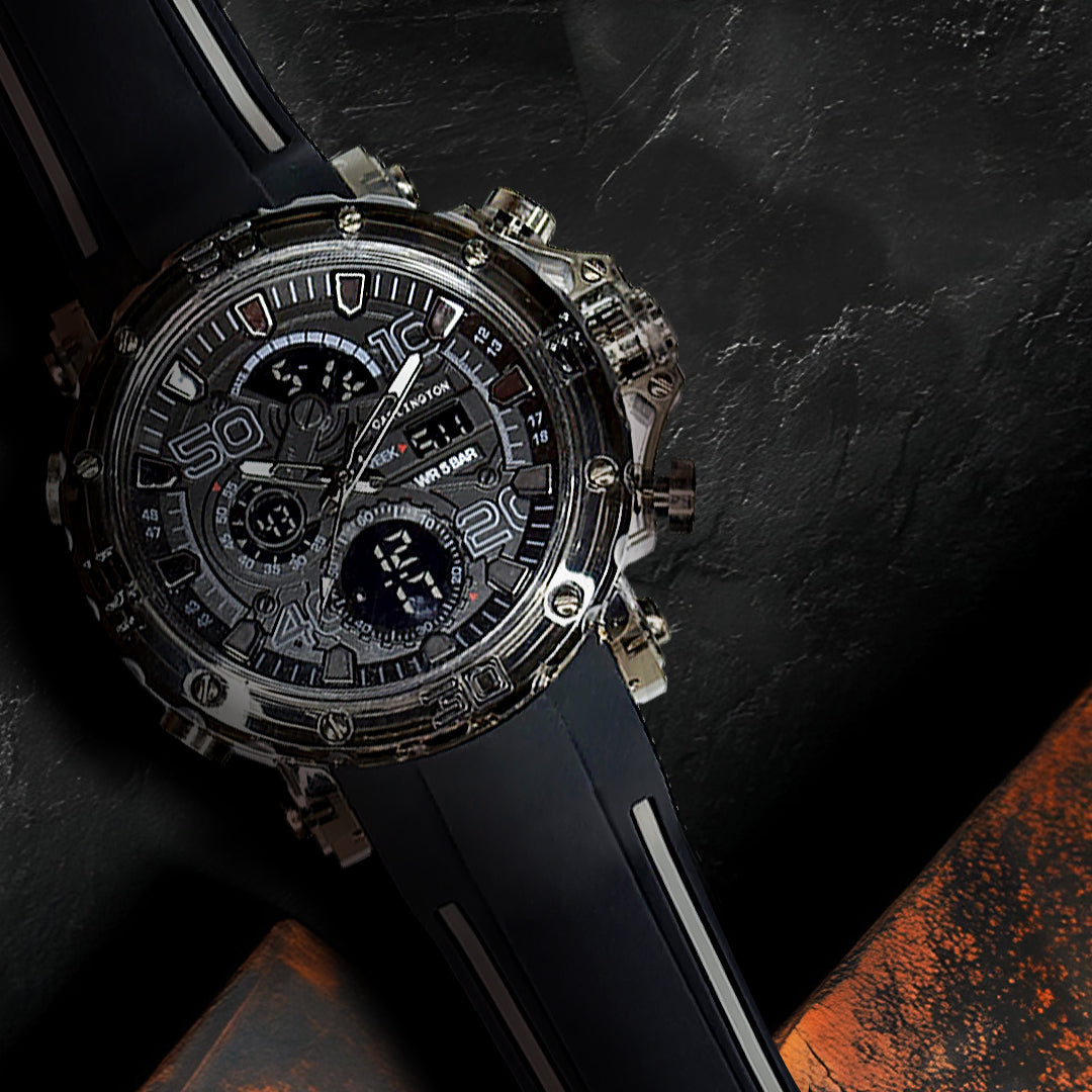 Carlington Velocity Series Analog-Digital Sports Watches for Men and Boys with Alarm, Stopwatch, Backlit Display, Dualtime, Silicone Rubber Strap, Water & Shock Resiatant - CT_8136