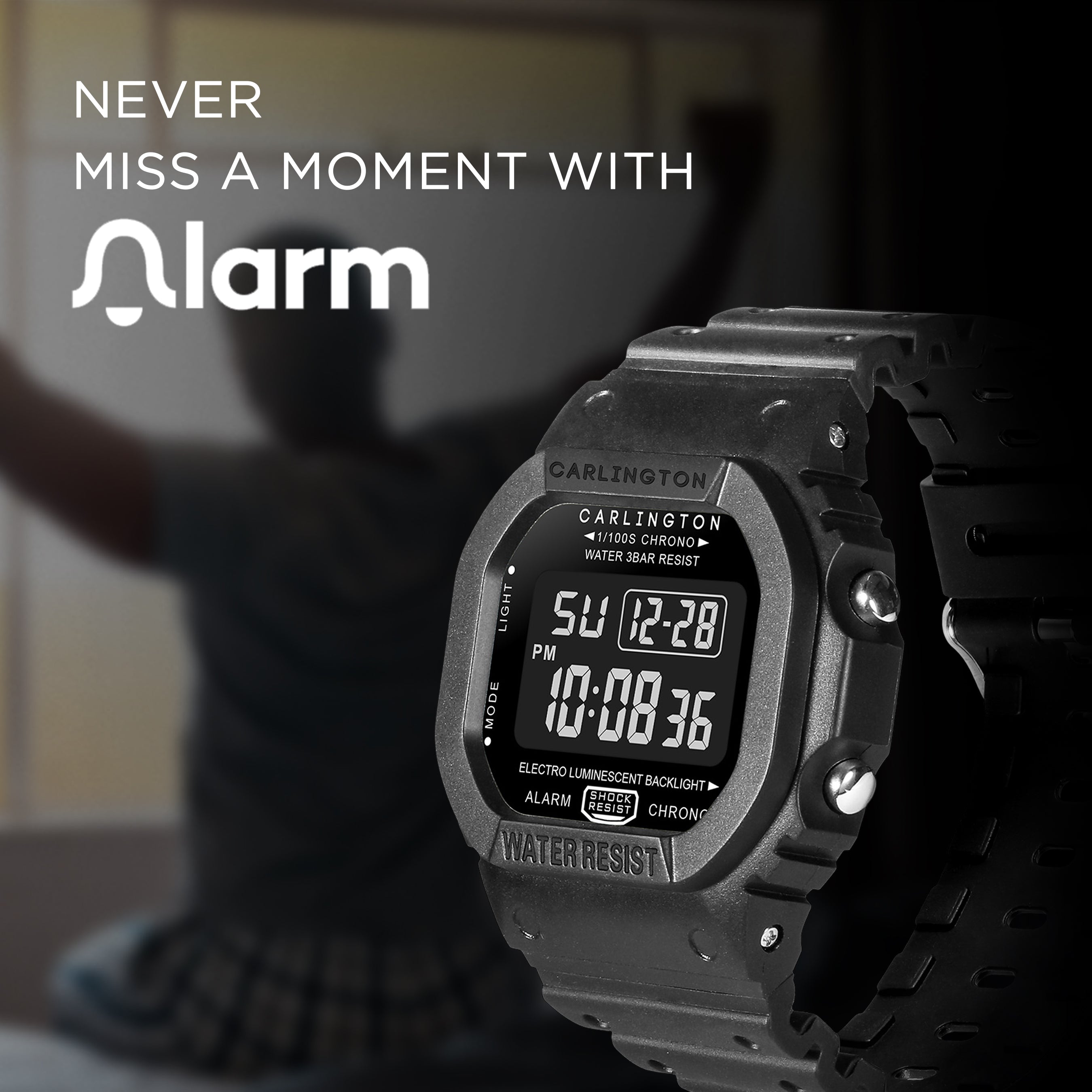 Carlington Digital Sports Watch Dual Time, Alarm, Calendar, Stopwatch, Water-Resistant, Shock-Resistant, Back Light Display. The Perfect Watch for Men - CT 1801