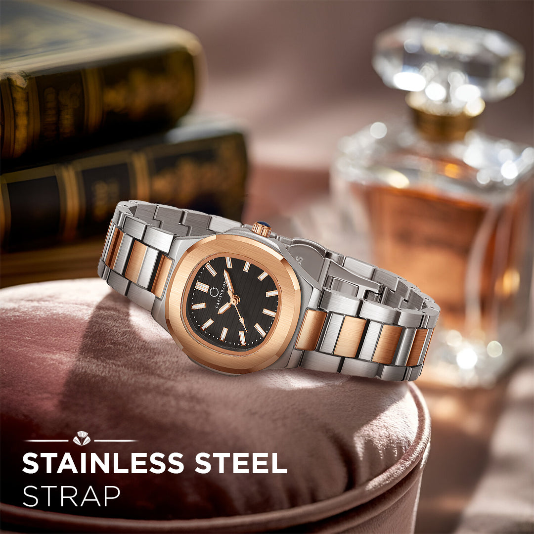 Carlington Diva Series Analog Women Wrist Watches with Stainless Steel Chain Strap | Premium Fashion Watches for Ladies | CT - 102