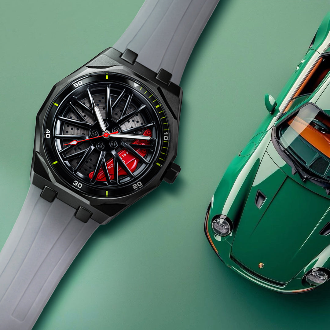 Carlington Nitro Series Analog Watches for Men | Unique Wheel Dial Design | Premium Silicone Strap | Stylish Sports Look | Quartz Movement Wrist Watches for Boys & Men_CT-7277 Grey