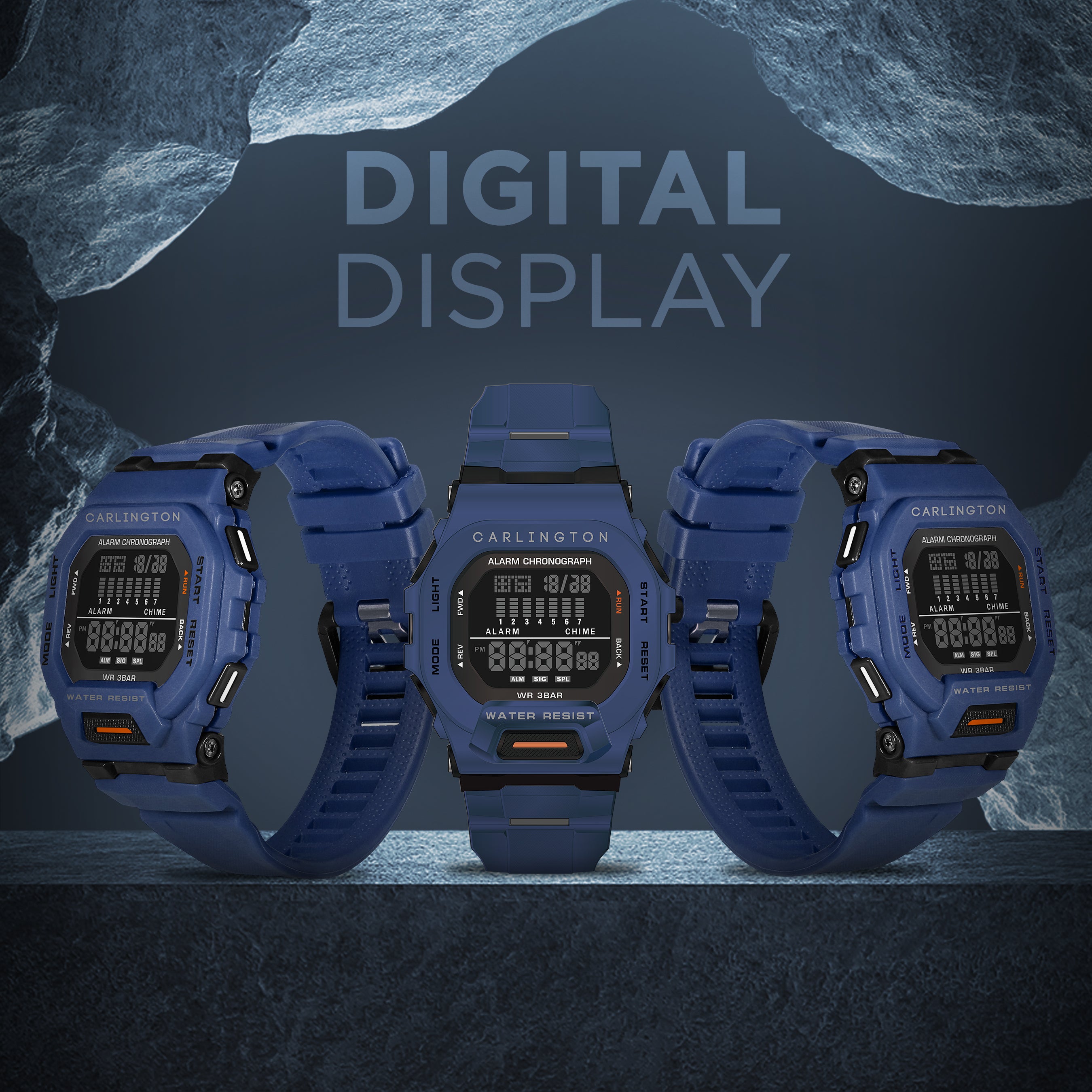 Endurance Series Men Digital Black Dial Silicone Strap Sports Watch CT_2106