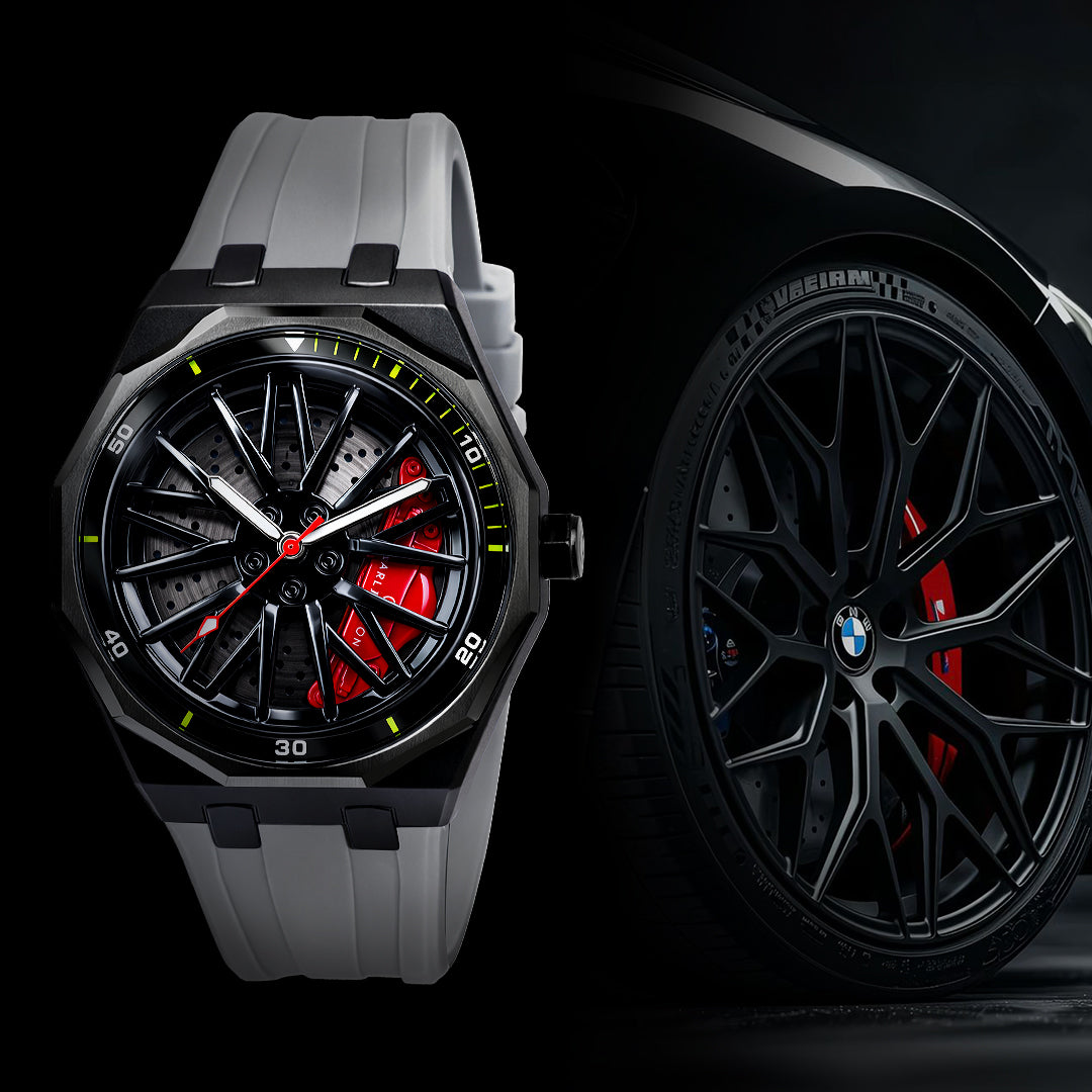 Carlington Nitro Series Analog Watches for Men | Unique Wheel Dial Design | Premium Silicone Strap | Stylish Sports Look | Quartz Movement Wrist Watches for Boys & Men_CT-7277 Grey