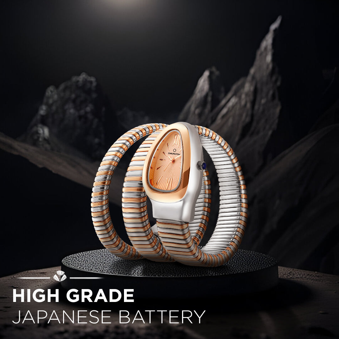 Carlington Scarlet Collection Women’s Analog Oval Dial Rose Gold Two Tone Stainless Steel Strap Watch – Wristwatch with Gift Box - CT 501 Two Tone Rose