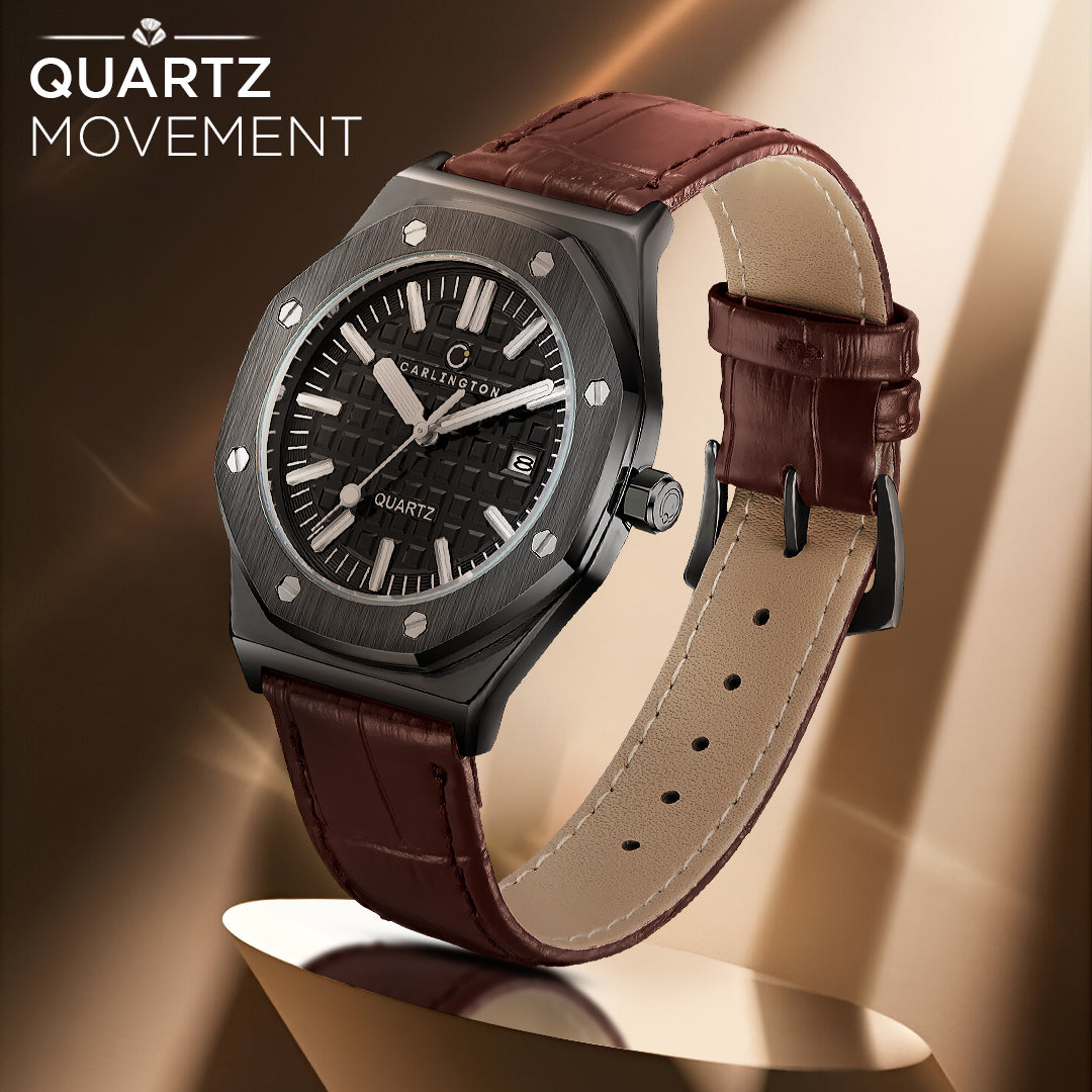 Carlington Meridian Series Analog Men Wrist Watches with Premium Leather Belt Strap | Premium Fashion Watches for Gents | CT - 4040