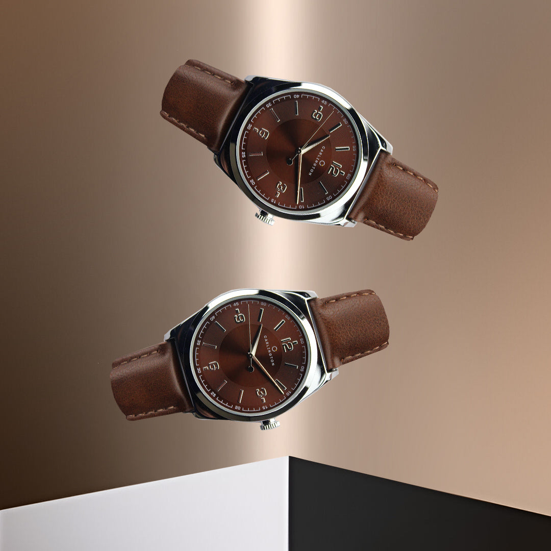 Carlington Aristocrat Series Analog Watches for Men with Premium Leather Strap - CT 1072