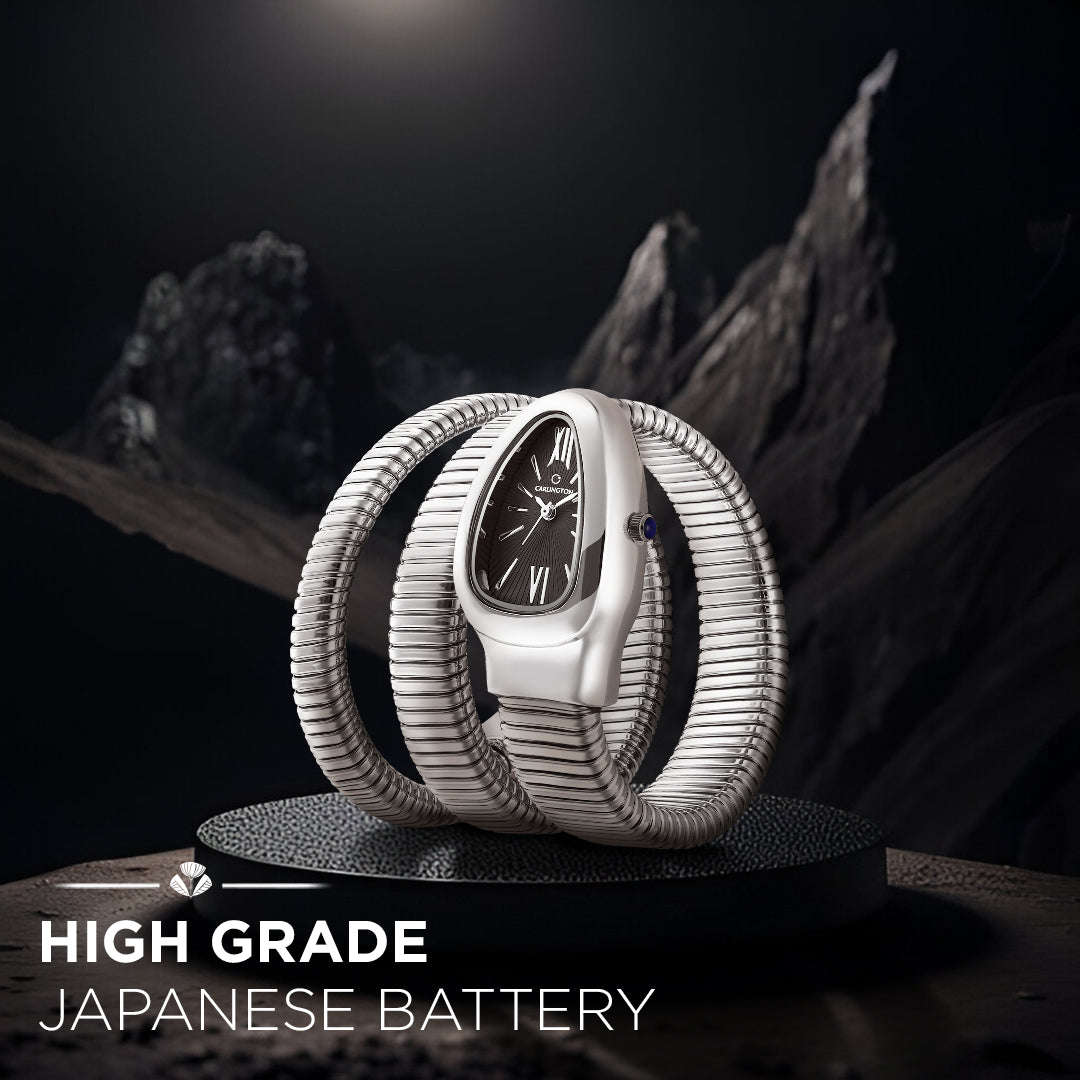 Carlington Elegant Snake Band Analog Women's Watch – Premium Stainless Steel Strap, Oval Designer Dial, Water-Resistant Ladies Watch for Party & Casual Wear Premium Gift Watch for Women