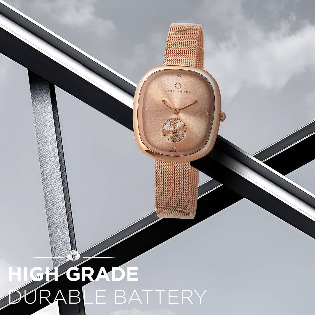 Carlington Iconic 2048 Analog Watches for Women with Premium mesh Strap, Scratch-Resistant Dial, and Water-Resistant Body – Elegant Watches for Women and Girls