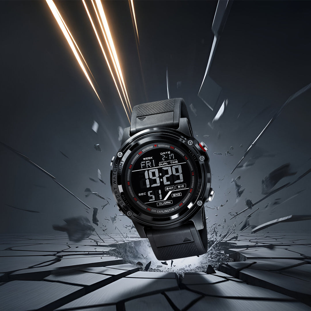 Carlington Velocity Series Analog-Digital Sports Watches for Men and Boys with Alarm, Stopwatch, Backlit Display, Dualtime, Silicone Rubber Strap, Water & Shock Resiatant - CT_8125