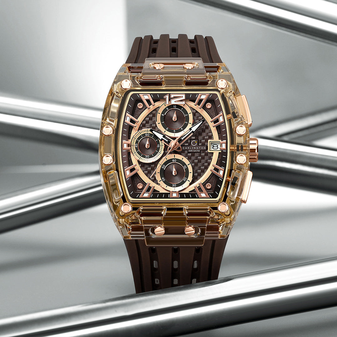 Carlington Nitro Analog Chronograph Men’s Polyurethane Strap Wrist Watch | Quartz Movement | Water & Shock Resistant Watch for Men | Casual & Formal Wear - CT_7105