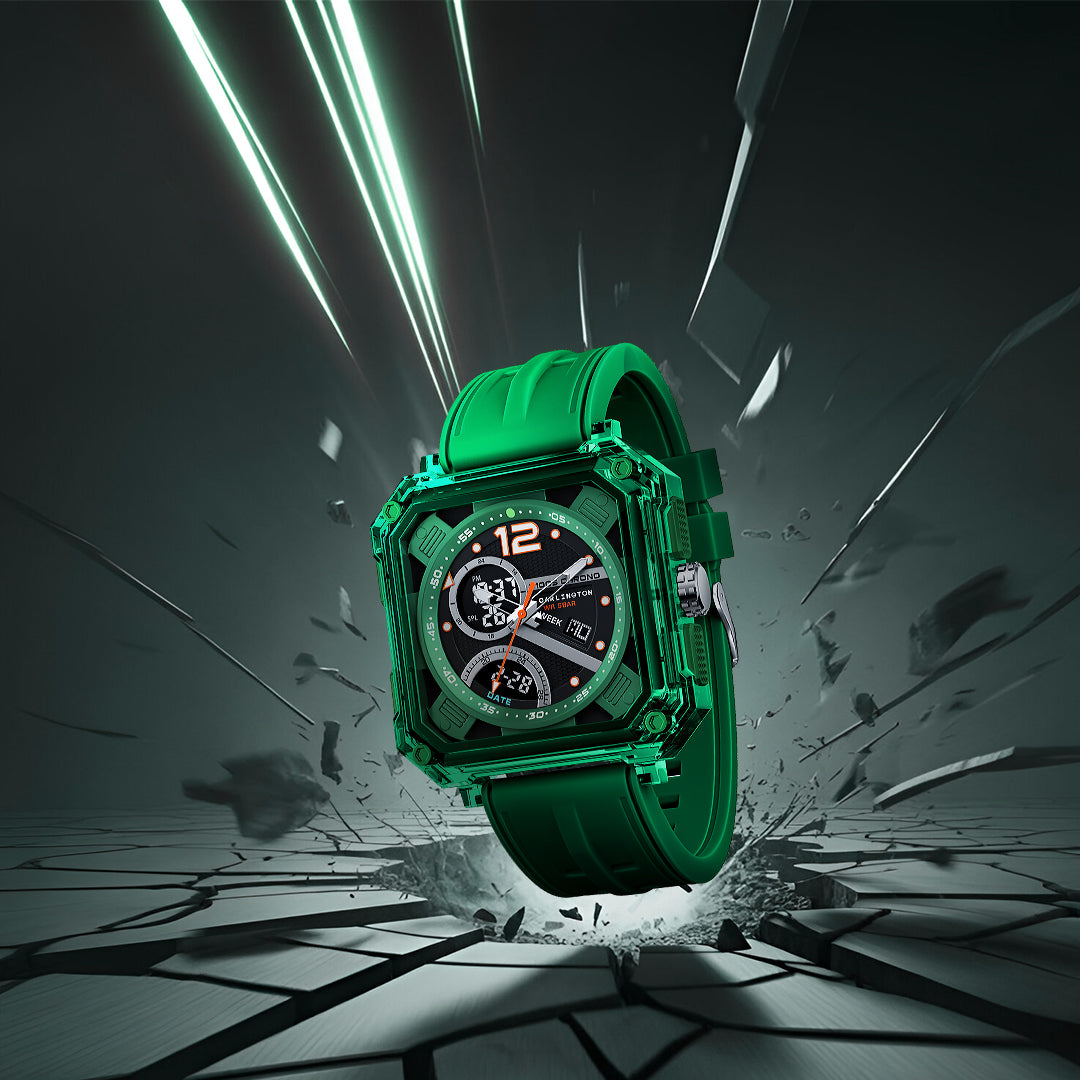 Carlington Velocity Series Analog-Digital Sports Watches for Men and Boys with Alarm, Stopwatch, Backlit Display, Dualtime, Silicone Rubber Strap, Water & Shock Resiatant - CT_8121