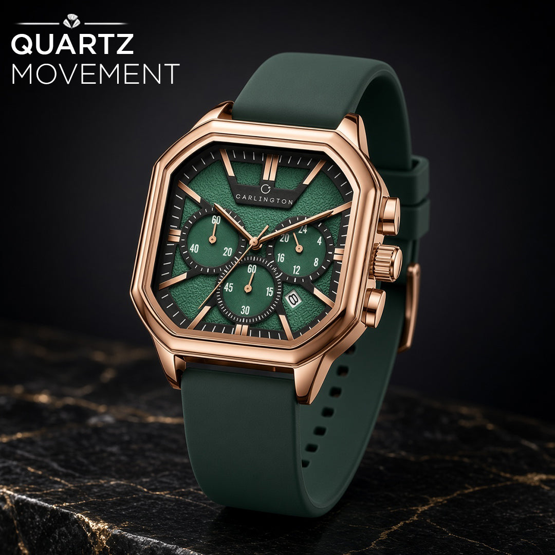 Carlington ASTRO 053 Geodetic Green – Premium Men's Chronograph-Style Analog Quartz Watch