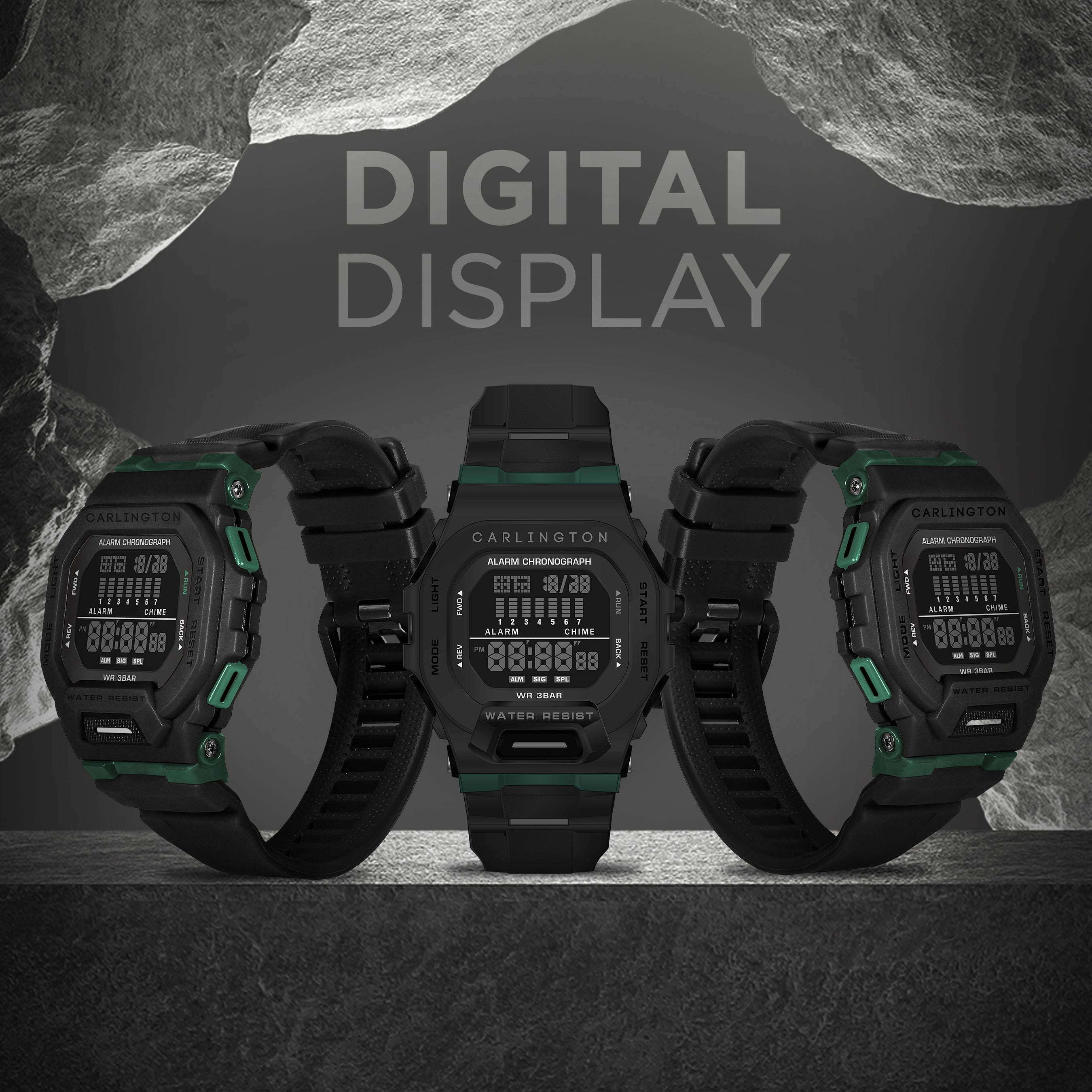 Carlington Digital Sports Watch, Dual Time, Alarm, Calendar, Stopwatch, Water-Resistant, Shock-Resistant, Back Light Display. The Perfect Watch for Men - CT 2106