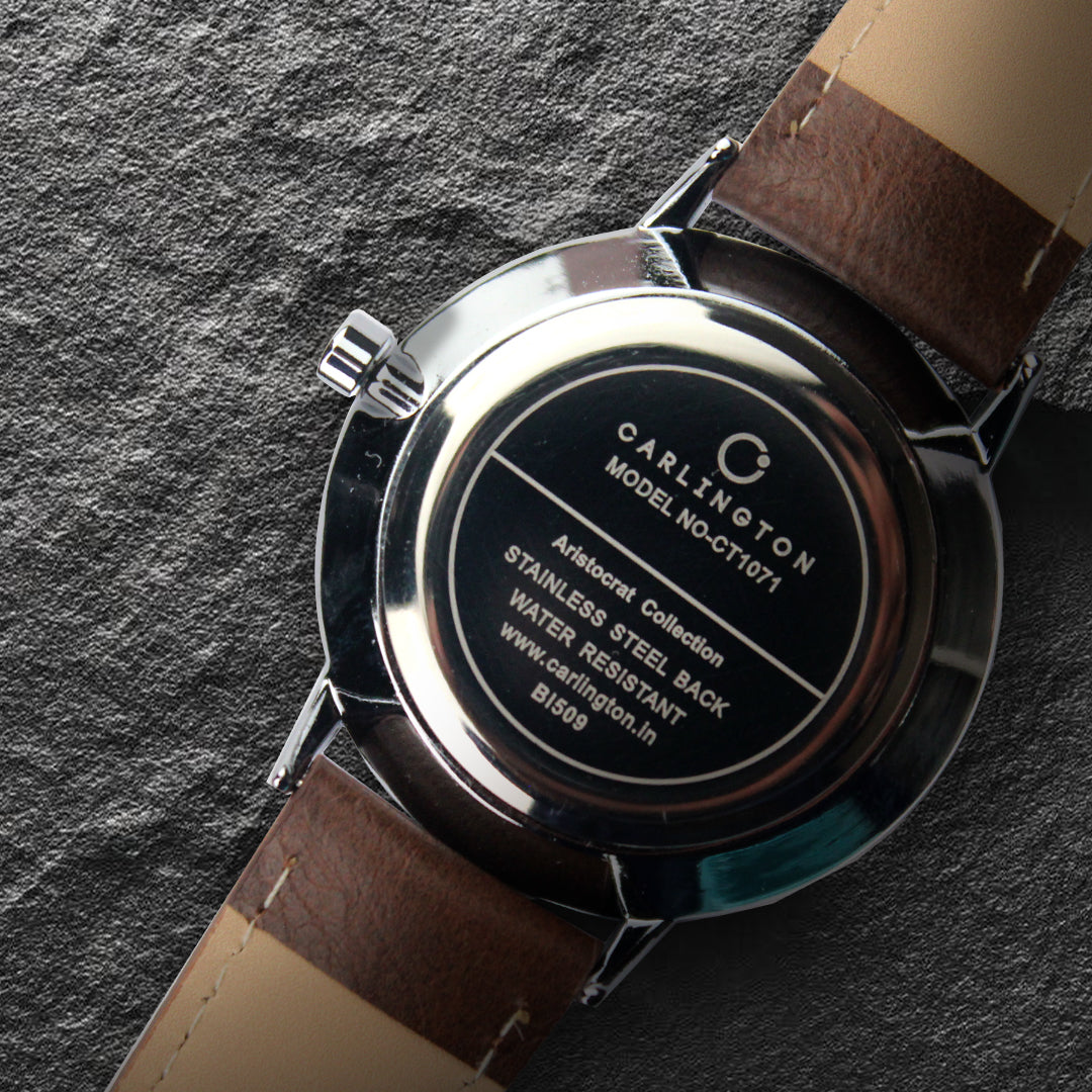 Carlington Aristocrat Series Analog Date Watches for Men with Premium Leather Strap - CT 1075