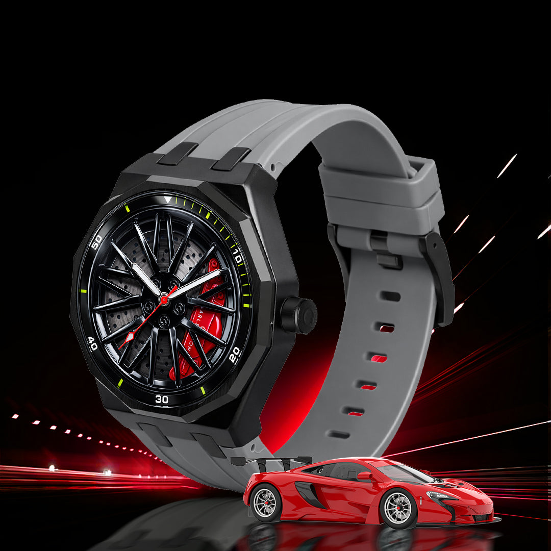 Carlington Nitro Series Analog Watches for Men | Unique Wheel Dial Design | Premium Silicone Strap | Stylish Sports Look | Quartz Movement Wrist Watches for Boys & Men_CT-7277 Grey