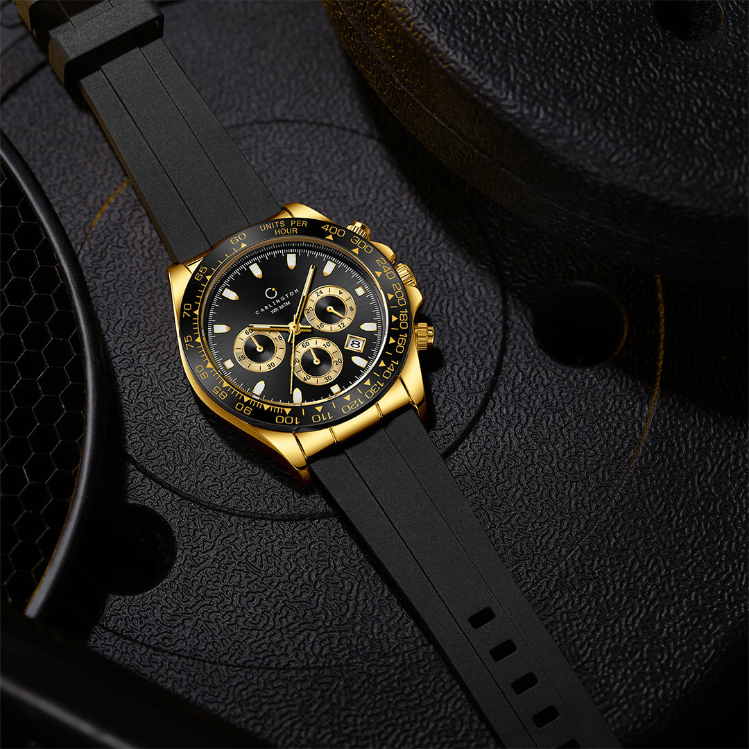 Carlington Nitro Analog Chronograph Men’s Polyurethane Strap Wrist Watch | Quartz Movement | Water & Shock Resistant Watch for Men | Casual & Formal Wear - CT_8054