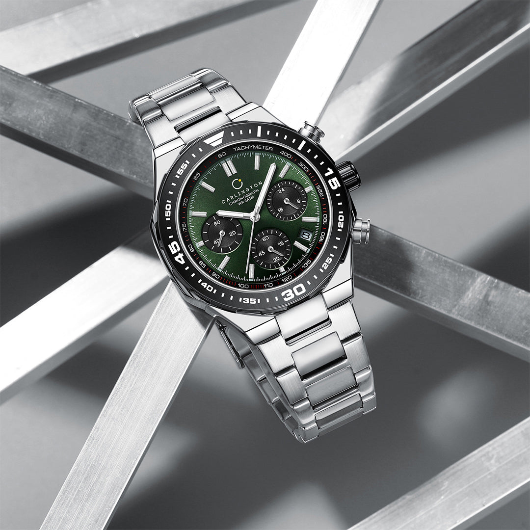 Carlington Nitro Analog Chronograph Men’s Stainless Steel Strap Wrist Watch | Quartz Movement | Water & Shock Resistant Watch for Men | Casual & Formal Wear - CT_8049