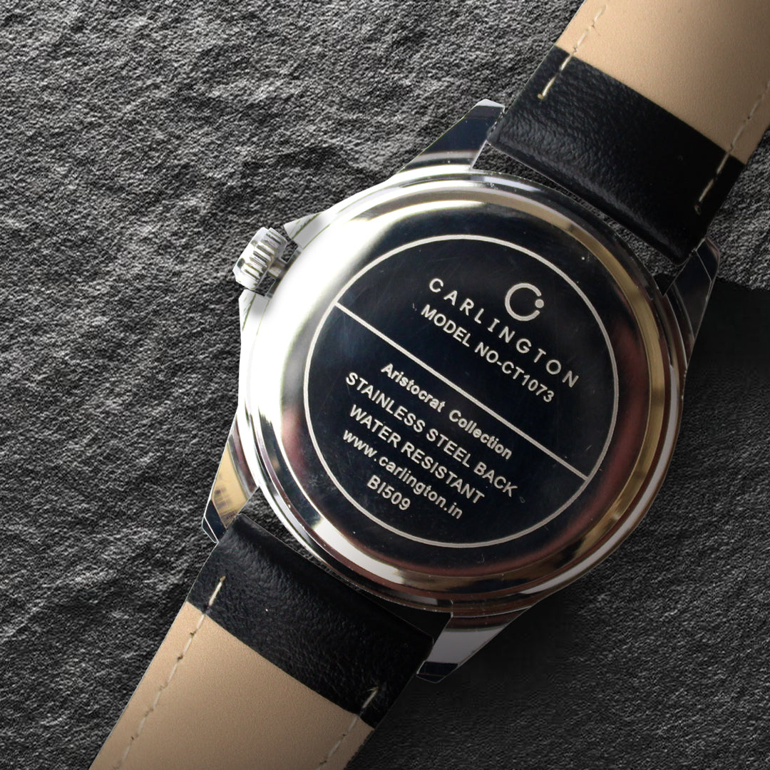 Carlington Aristocrat Series Analog Day & Date Watches for Men with Premium Leather Strap - CT 1073