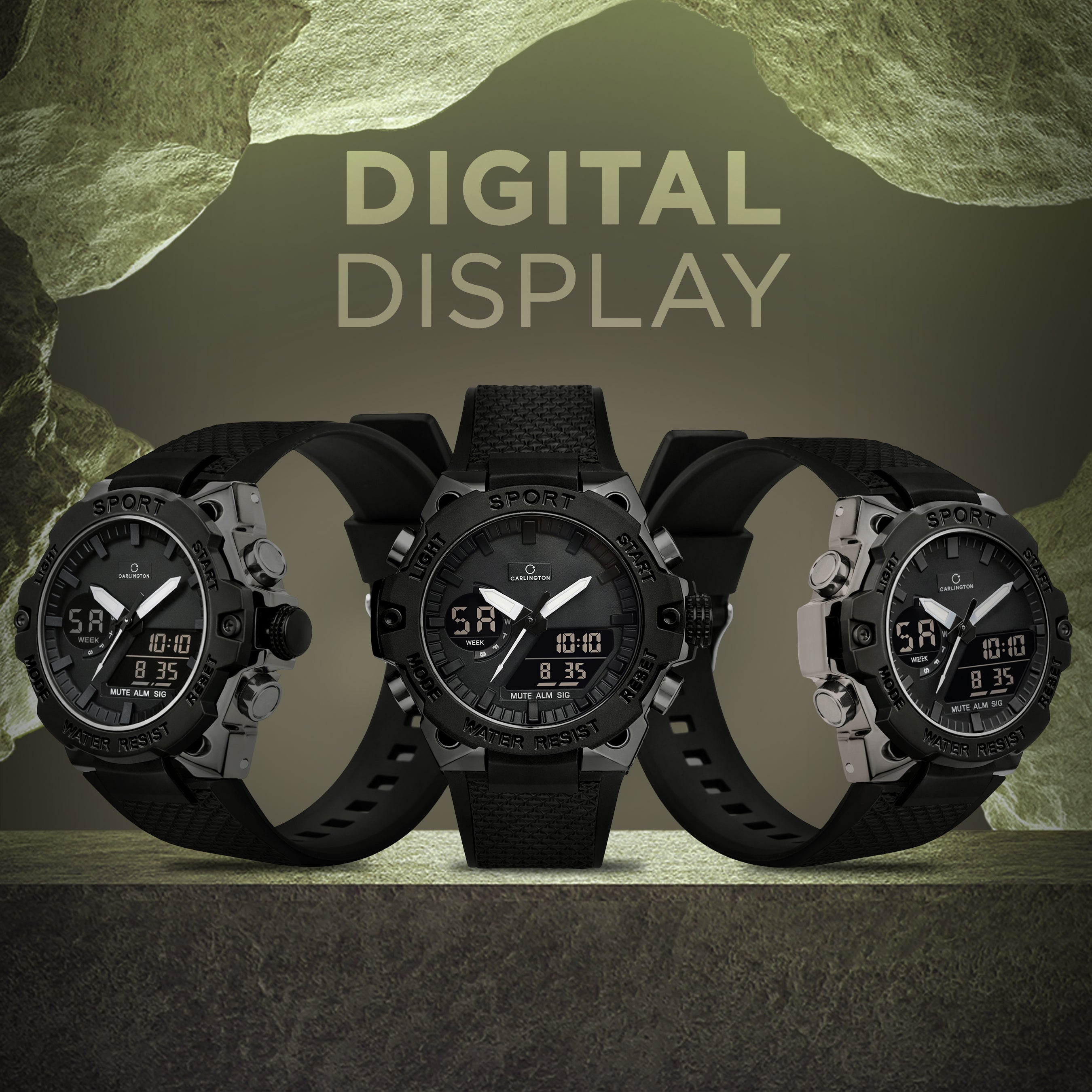 Carlington Analog-Digital Sports Watch, Dual Time,Alarm, Stopwatch, Calendar, Water-Resistant, Shock-Resistant, Back Light Display. The Perfect Watches for Men-CT_8675
