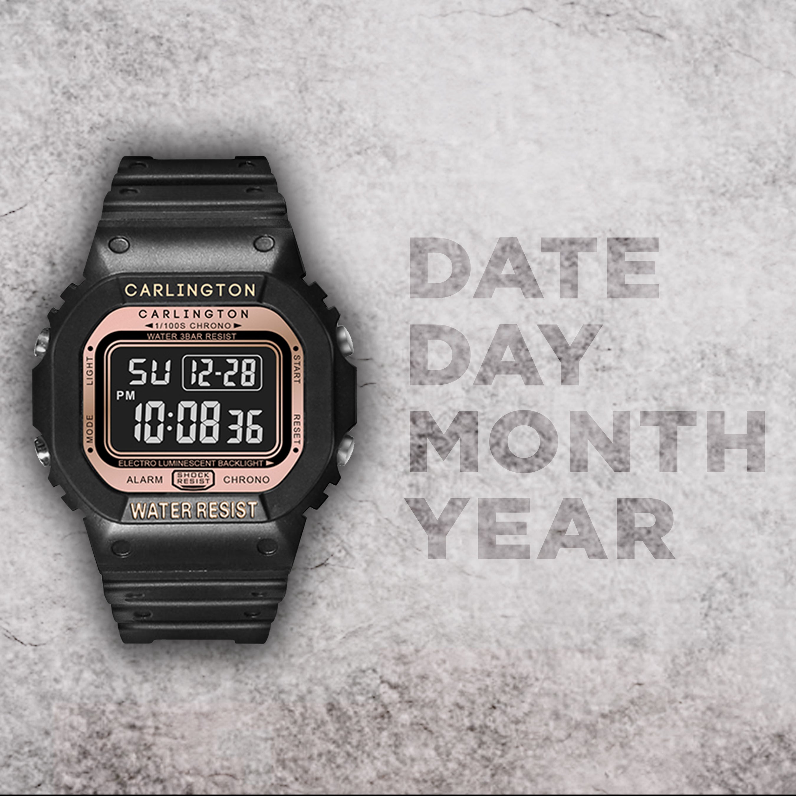 Carlington Digital Sports Watch Dual Time, Alarm, Calendar, Stopwatch, Water-Resistant, Shock-Resistant, Back Light Display. The Perfect Watch for Men - CT 1801