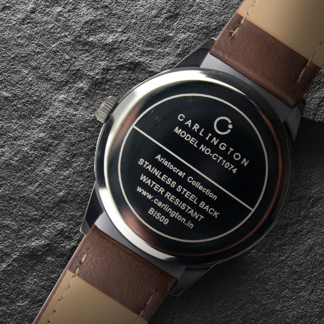 Carlington Aristocrat Series Analog Day & Date Watches for Men with Premium Leather Strap - CT 1074