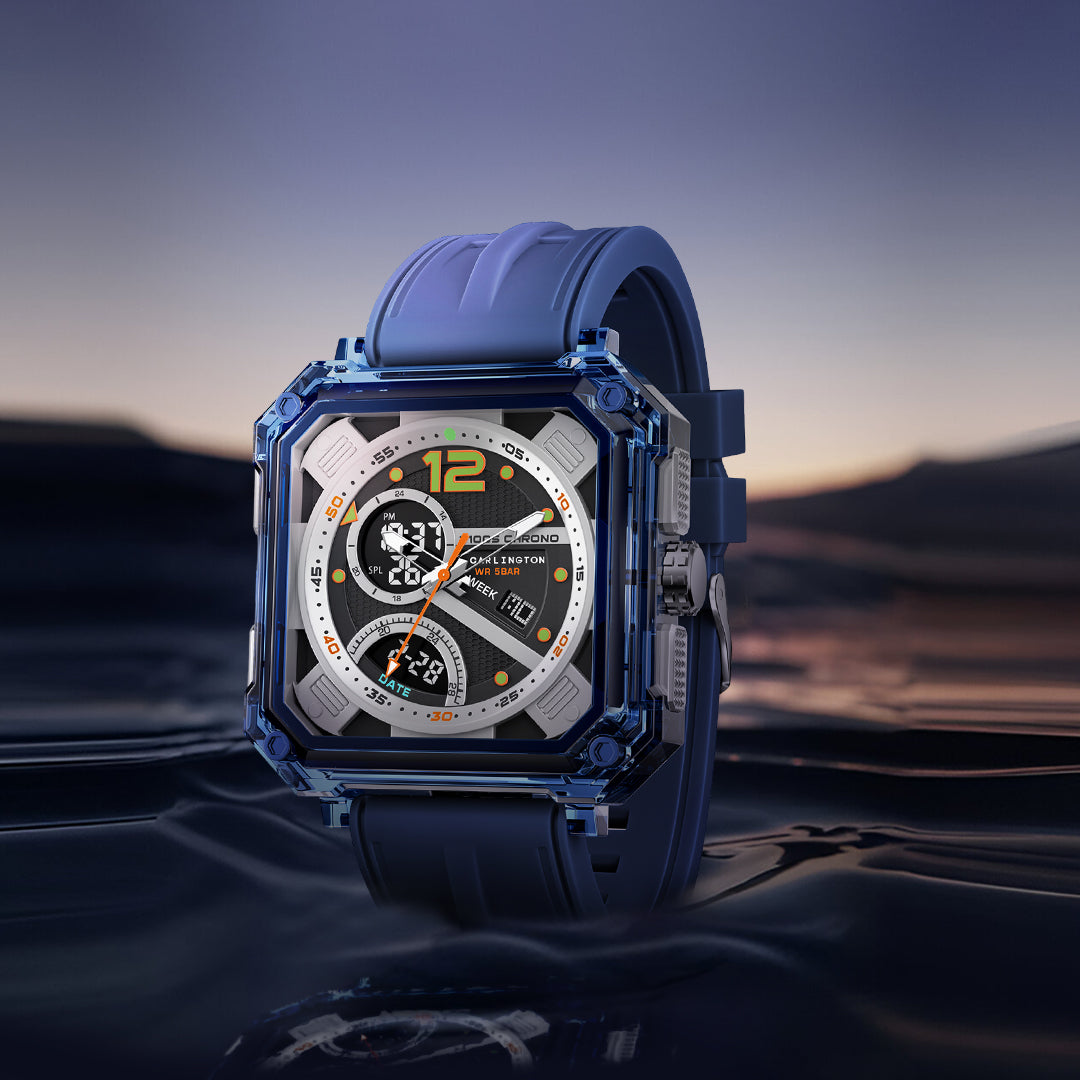 Carlington Velocity Series Analog-Digital Sports Watches for Men and Boys with Alarm, Stopwatch, Backlit Display, Dualtime, Silicone Rubber Strap, Water & Shock Resiatant - CT_8121