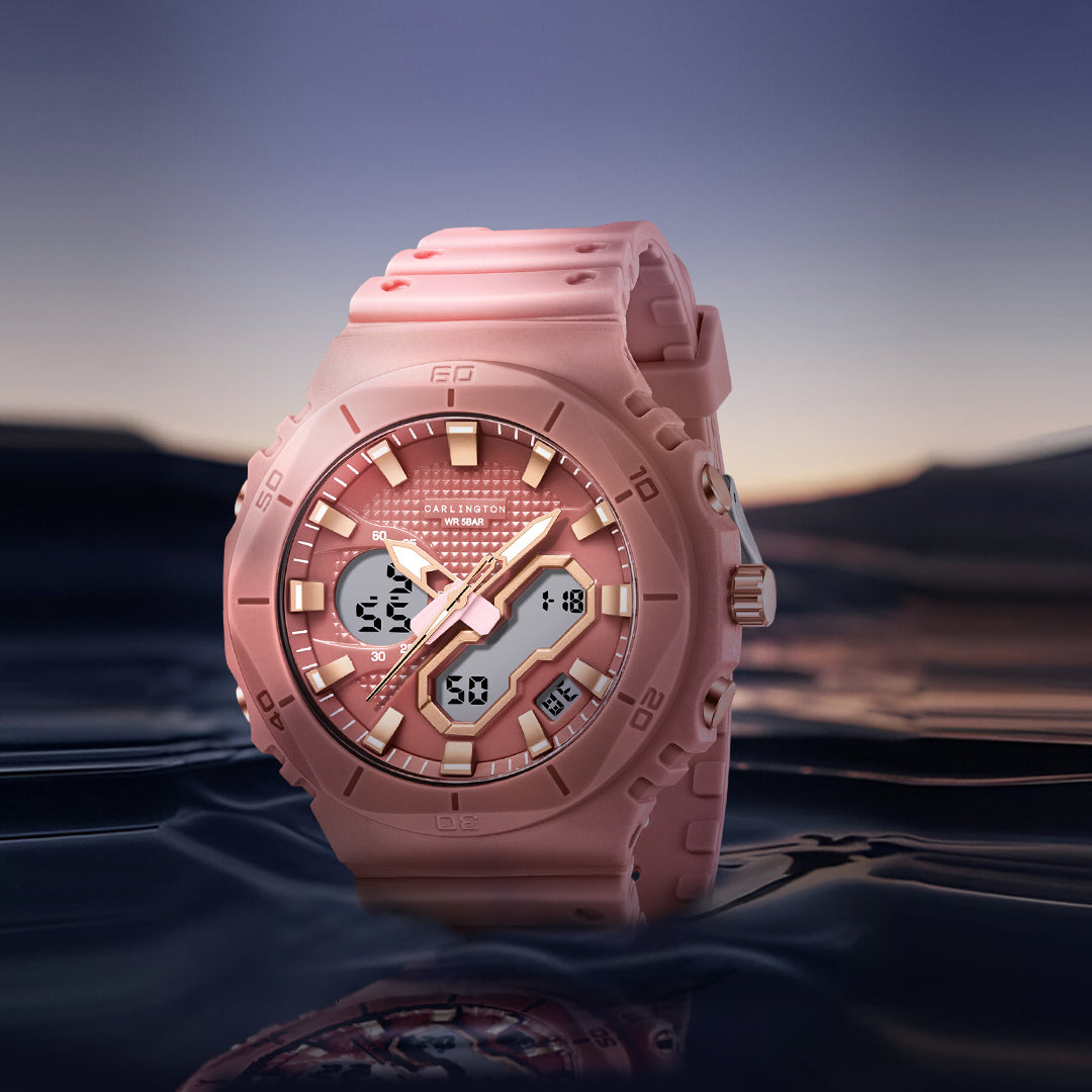 Carlington Velocity Series Analog-Digital Sports Watches for Men and Boys with Alarm, Stopwatch, Backlit Display, Dualtime, Silicone Rubber Strap, Water & Shock Resiatant - CT_8120