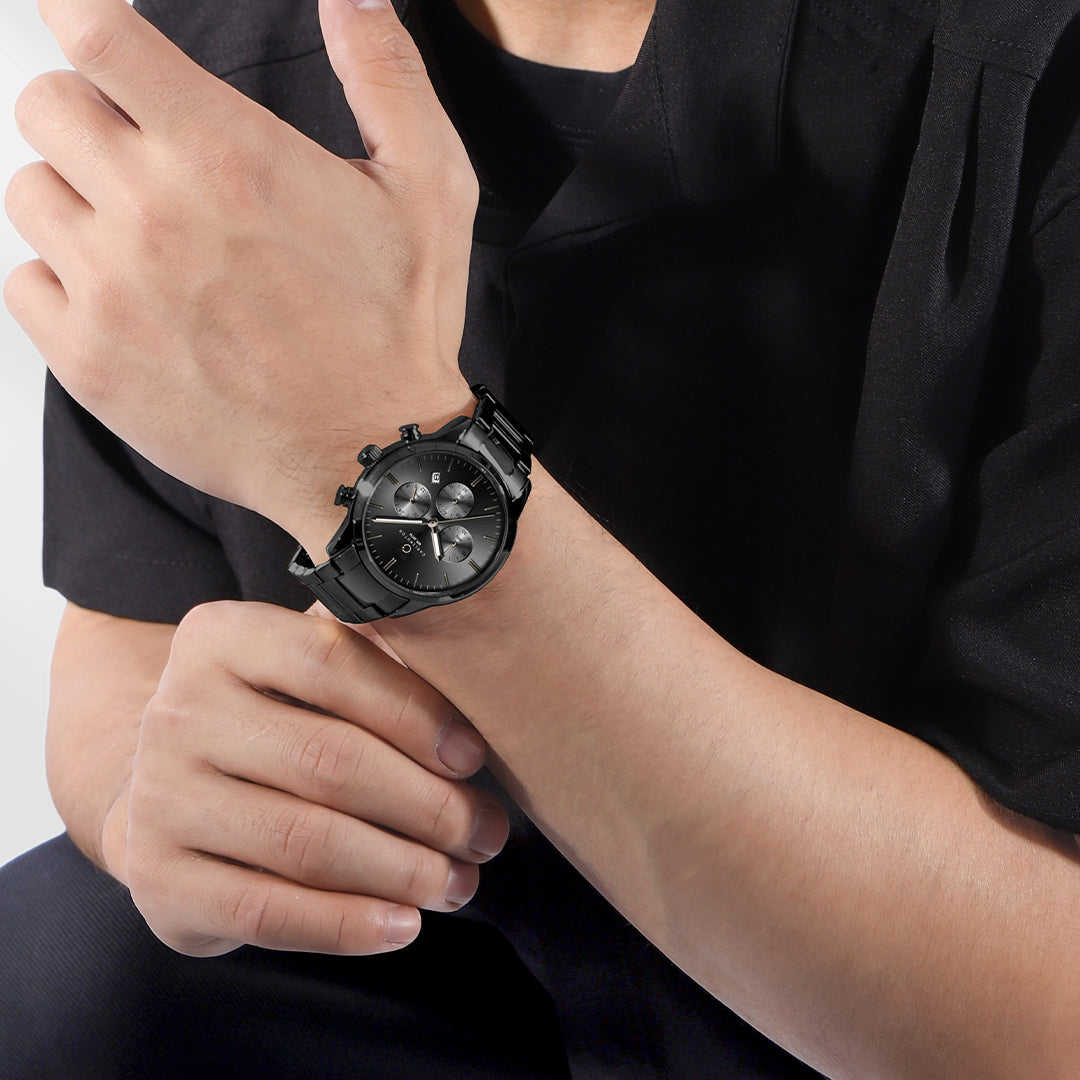 Carlington Nitro Analog Chronograph Men’s Stainless Steel Strap Wrist Watch | Quartz Movement | Water & Shock Resistant Watch for Men | Casual & Formal Wear - CT_8076