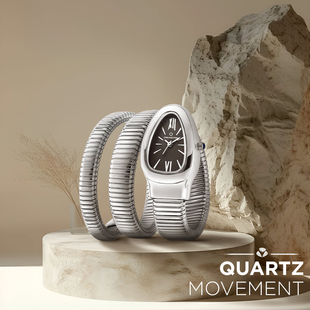 Carlington Elegant Snake Band Analog Women's Watch – Premium Stainless Steel Strap, Oval Designer Dial, Water-Resistant Ladies Watch for Party & Casual Wear Premium Gift Watch for Women