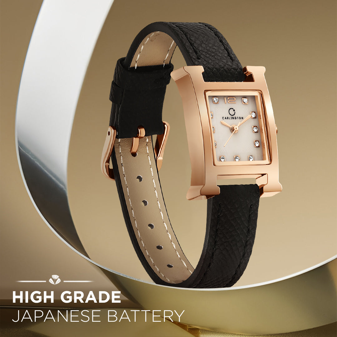 Carlington Aura Series Analog Women Wrist Watches with Premium Leather Belt Strap | Premium Fashion Watches for Ladies | CT - 203