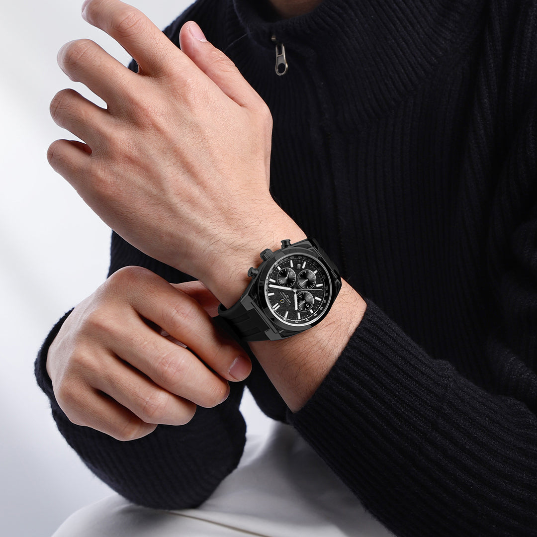 Carlington Nitro Analog Chronograph Men’s Polyurethane Strap Wrist Watch | Quartz Movement | Water & Shock Resistant Watch for Men | Casual & Formal Wear - CT_8080